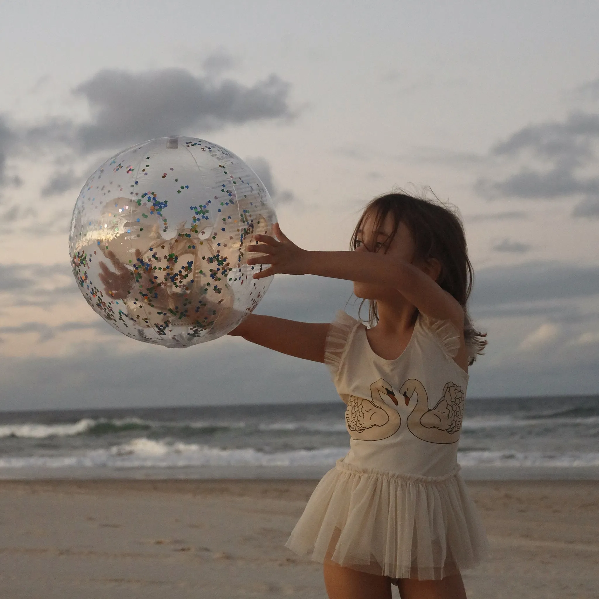 3D Inflatable Beach Ball | Cotton Candy Glitter Sunnylife