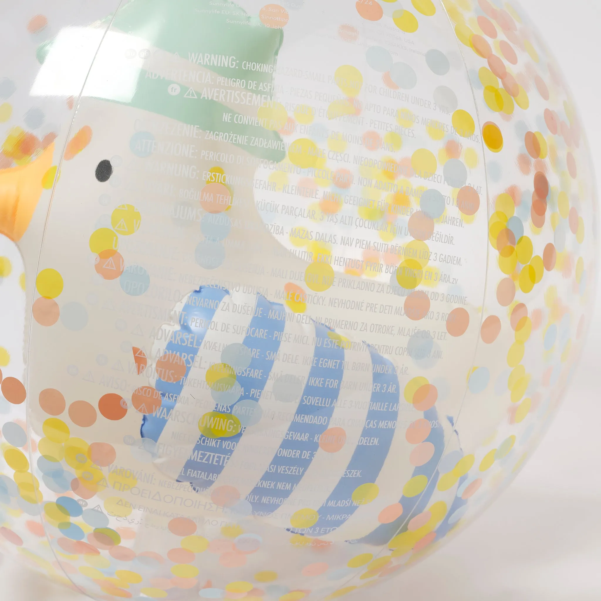 3D Inflatable Beach Ball | Sammy the Seagull Blue Stripe Sunnylife