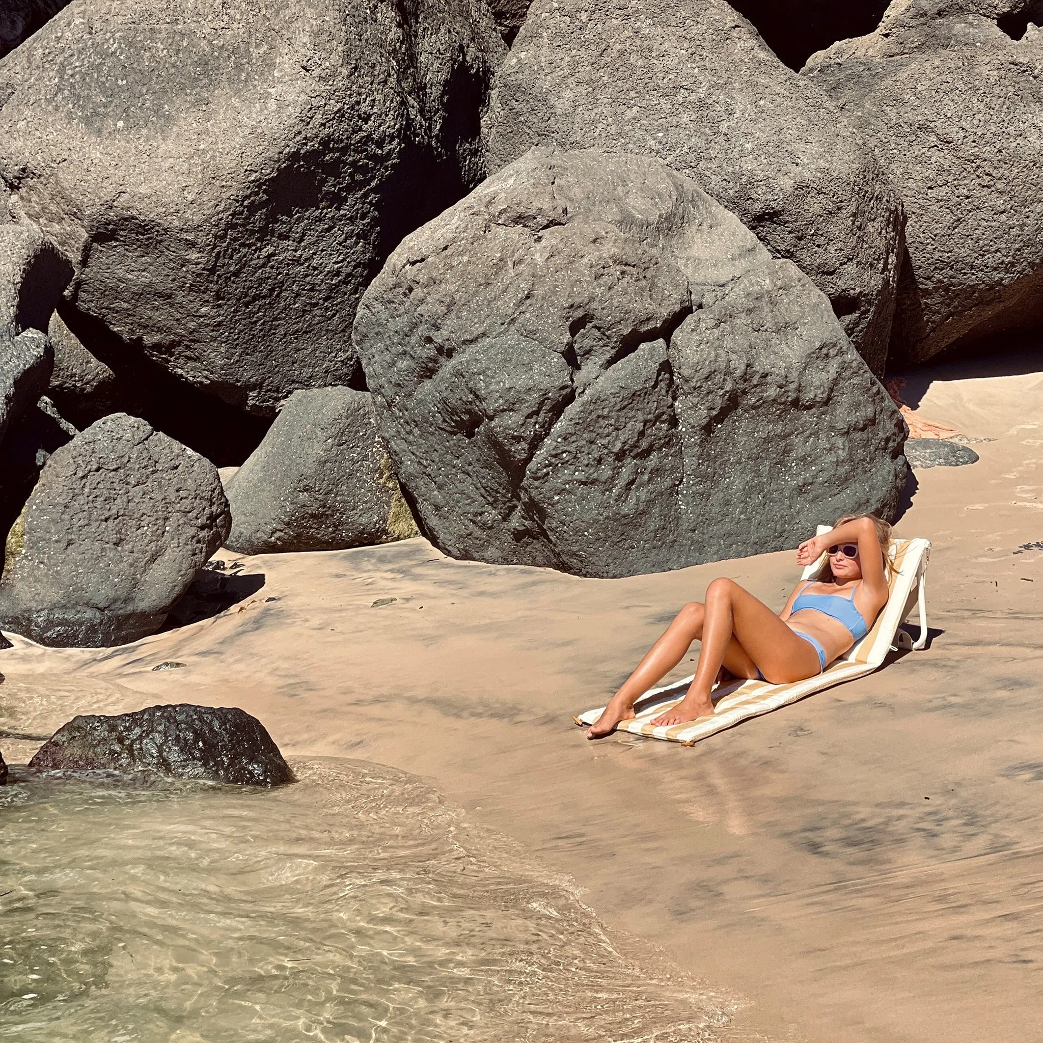 Beach Recliner | Mango Bay Golden Mustard Stripe Sunnylife