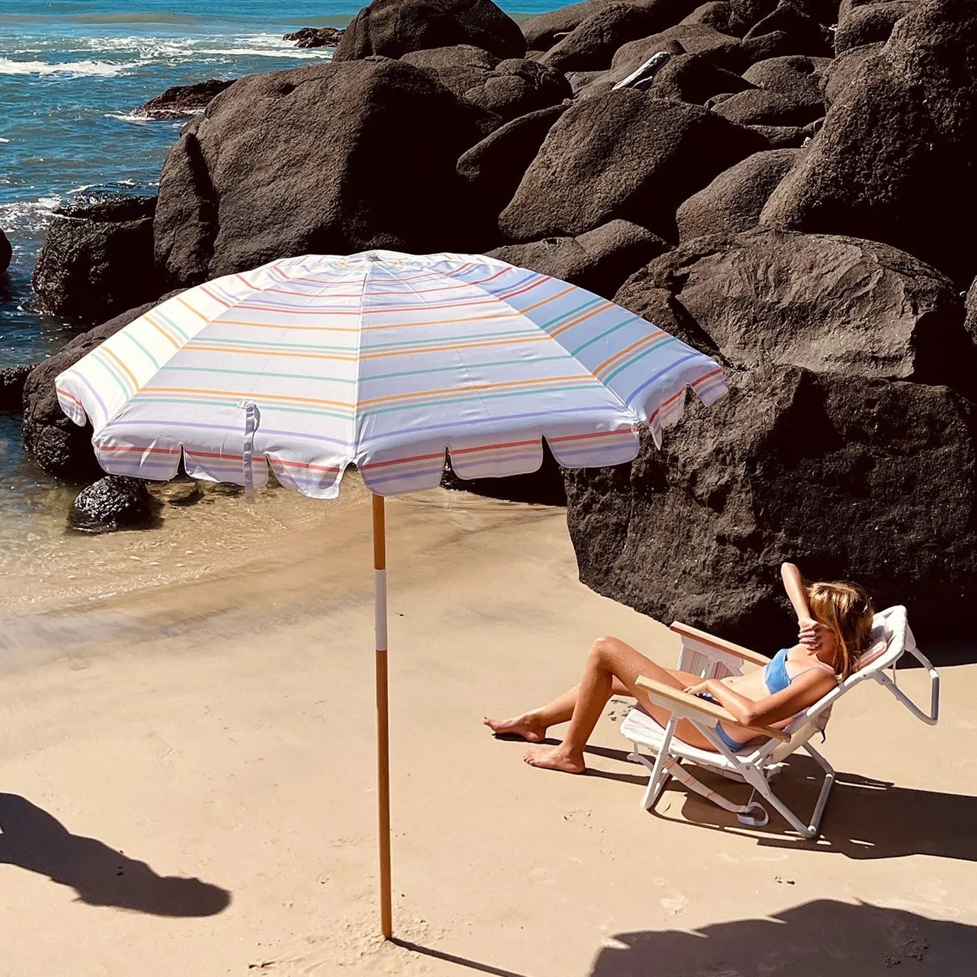 Beach Umbrella | Rio Sun Multi Stripe Sunnylife