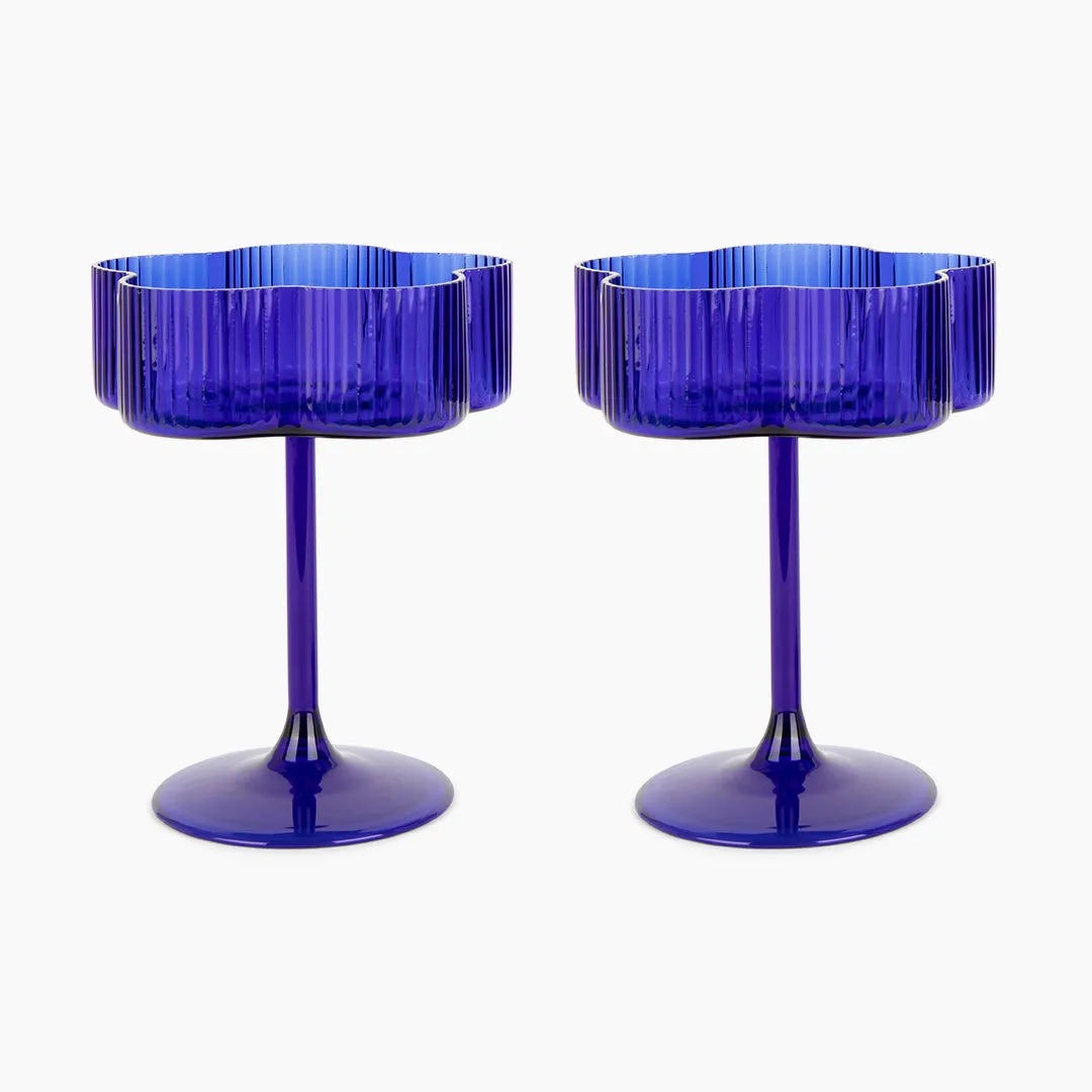 Bloom Cocktail Glass Set Of Two - Azure ISAL LABEL