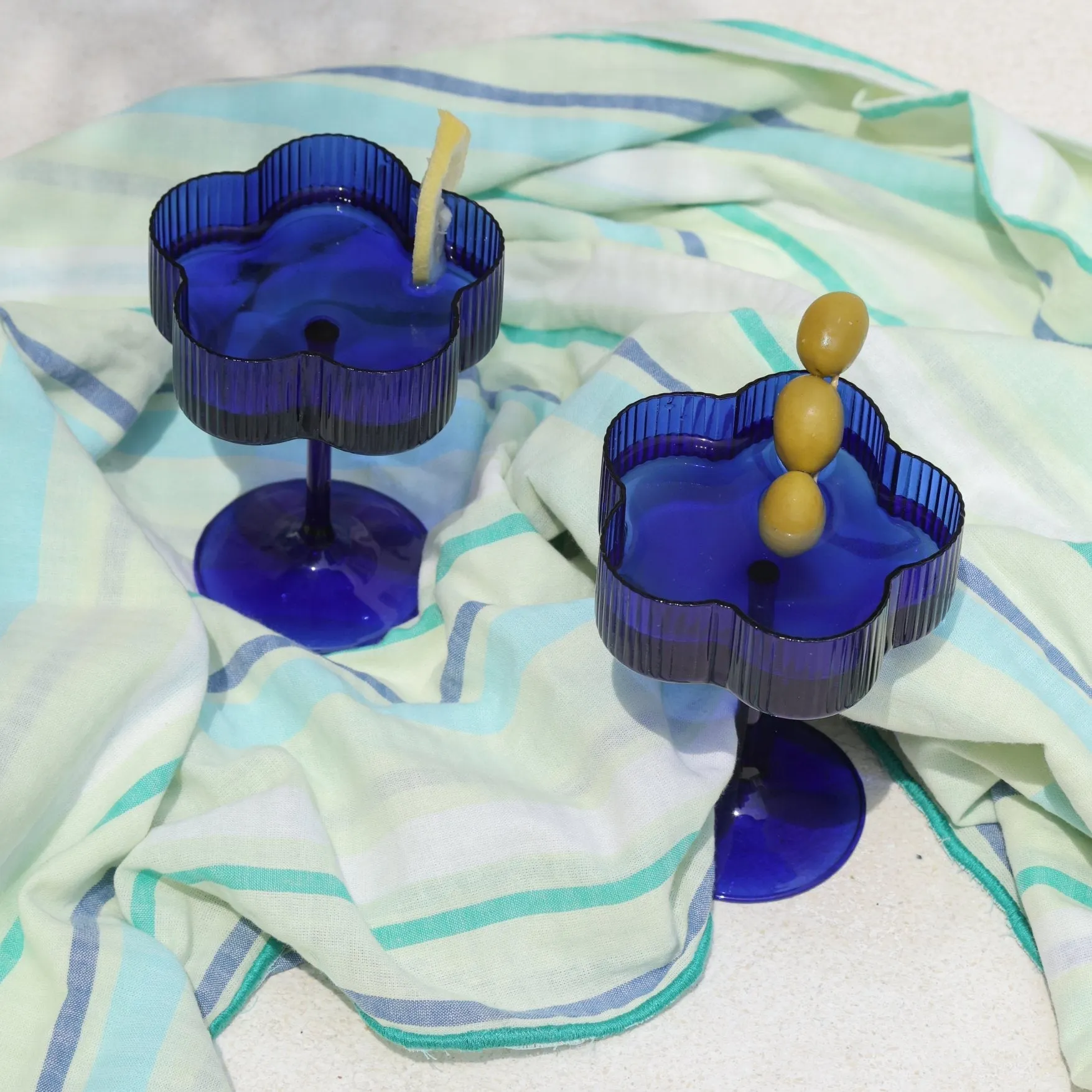 Bloom Cocktail Glass Set Of Two - Azure ISAL LABEL