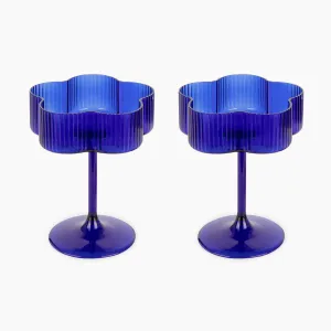 Bloom Cocktail Glass Set Of Two - Azure ISAL LABEL
