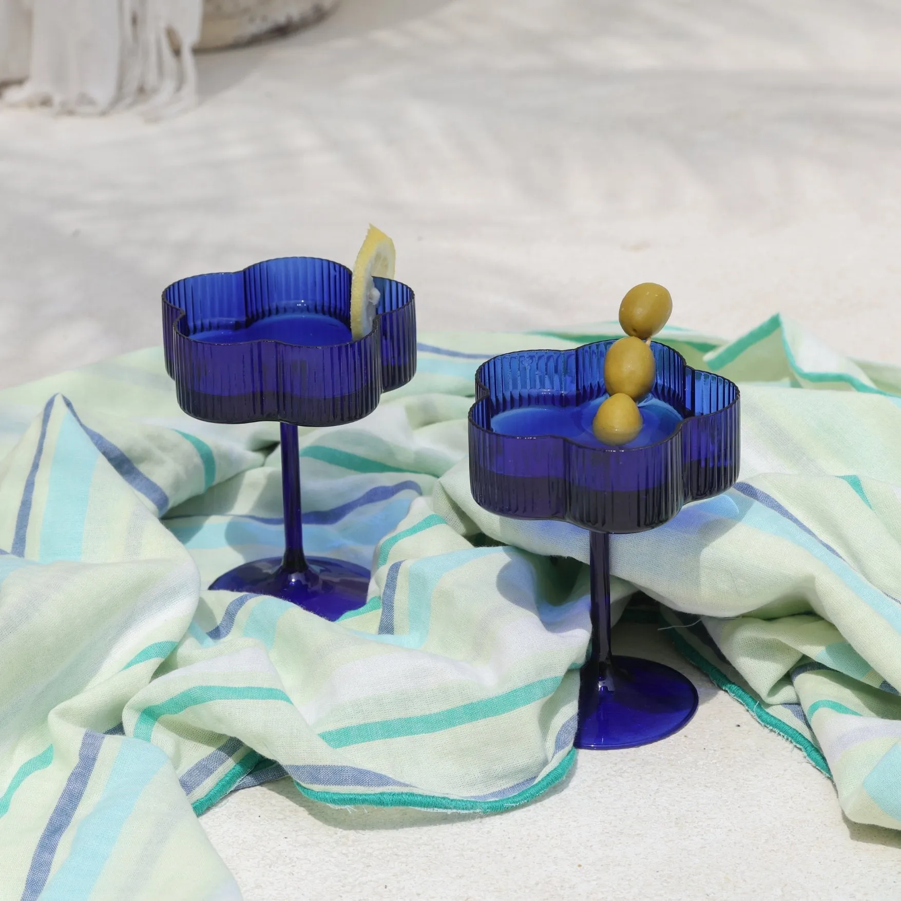 Bloom Cocktail Glass Set Of Two - Azure ISAL LABEL