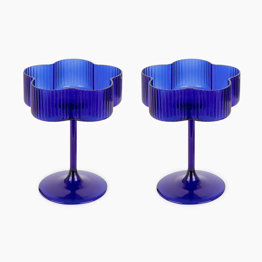 Bloom Cocktail Glass Set Of Two - Azure ISAL LABEL
