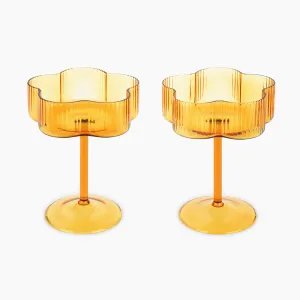 Bloom Cocktail Glass Set Of Two - Marigold ISAL LABEL