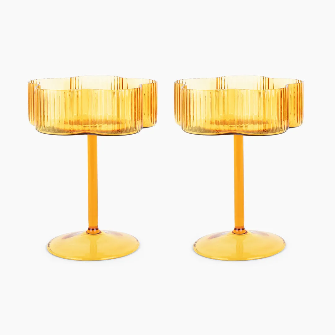 Bloom Cocktail Glass Set Of Two - Marigold ISAL LABEL
