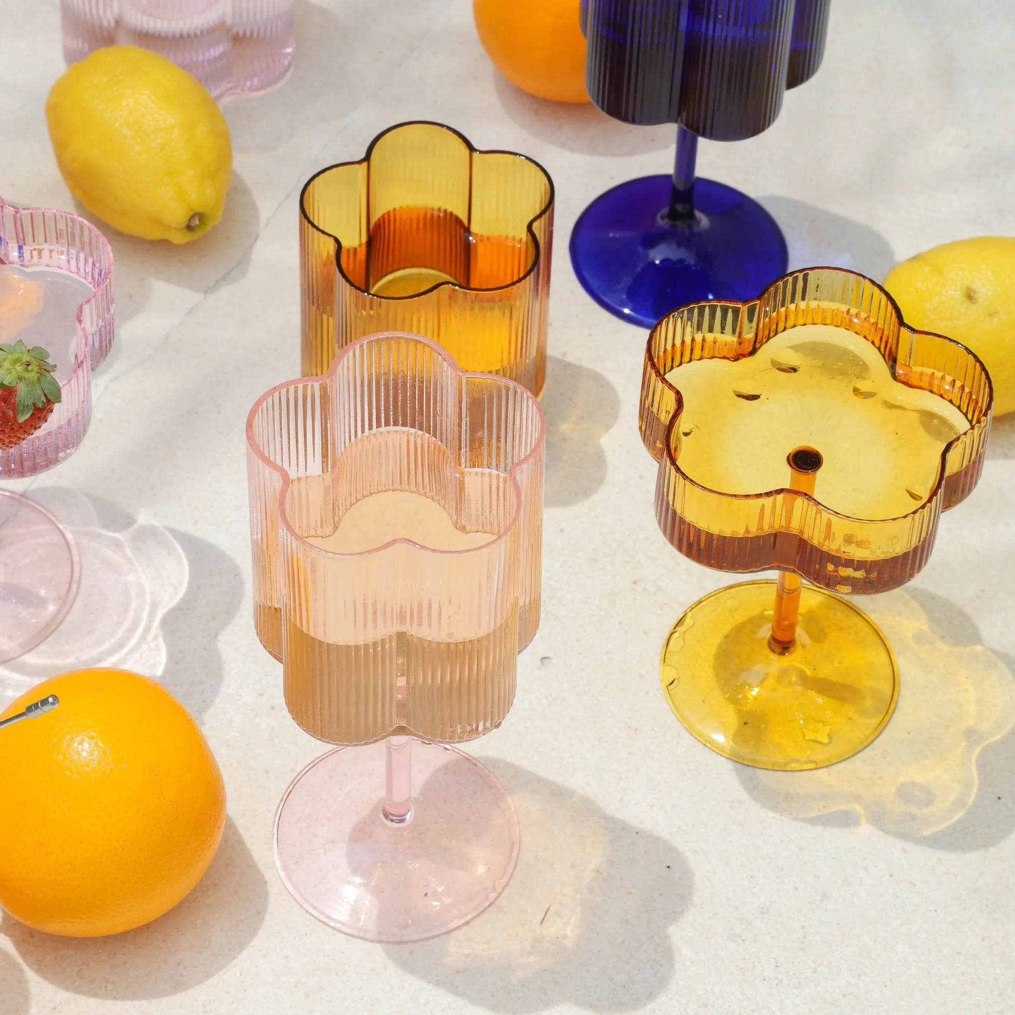 Bloom Cocktail Glass Set Of Two - Marigold ISAL LABEL