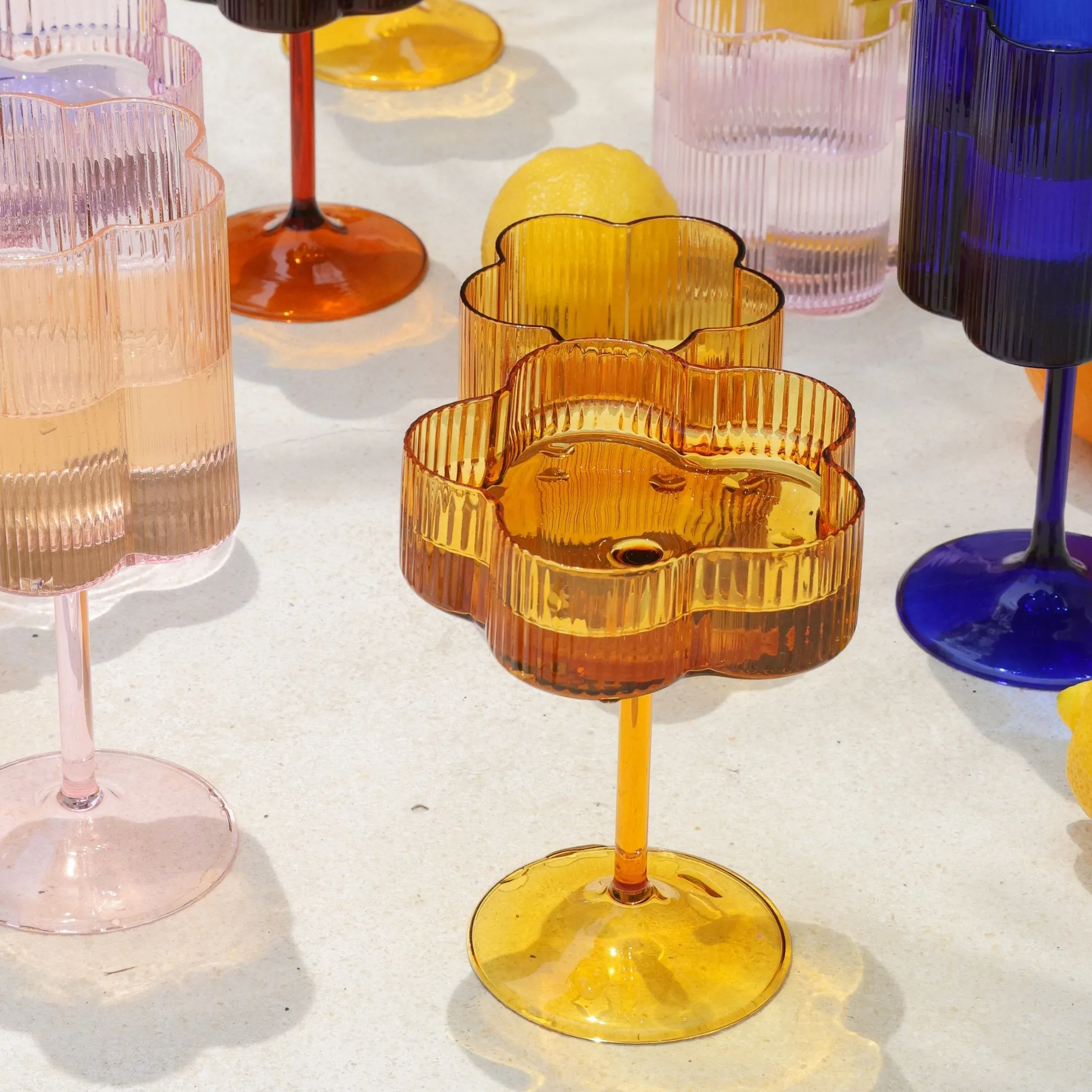 Bloom Cocktail Glass Set Of Two - Marigold ISAL LABEL