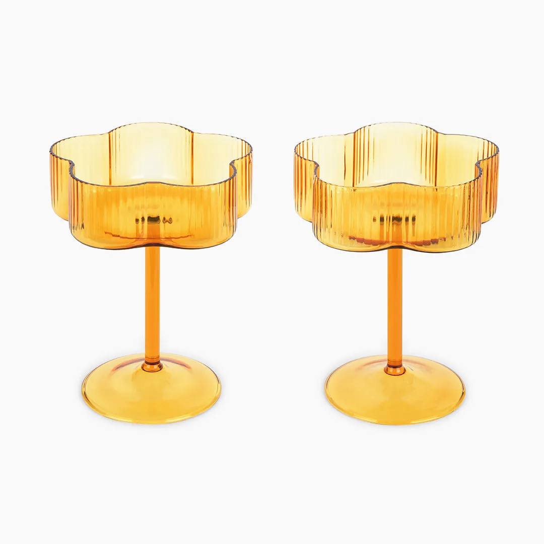 Bloom Cocktail Glass Set Of Two - Marigold ISAL LABEL