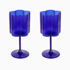Bloom Wine Glass Set Of Two - Azure ISAL LABEL