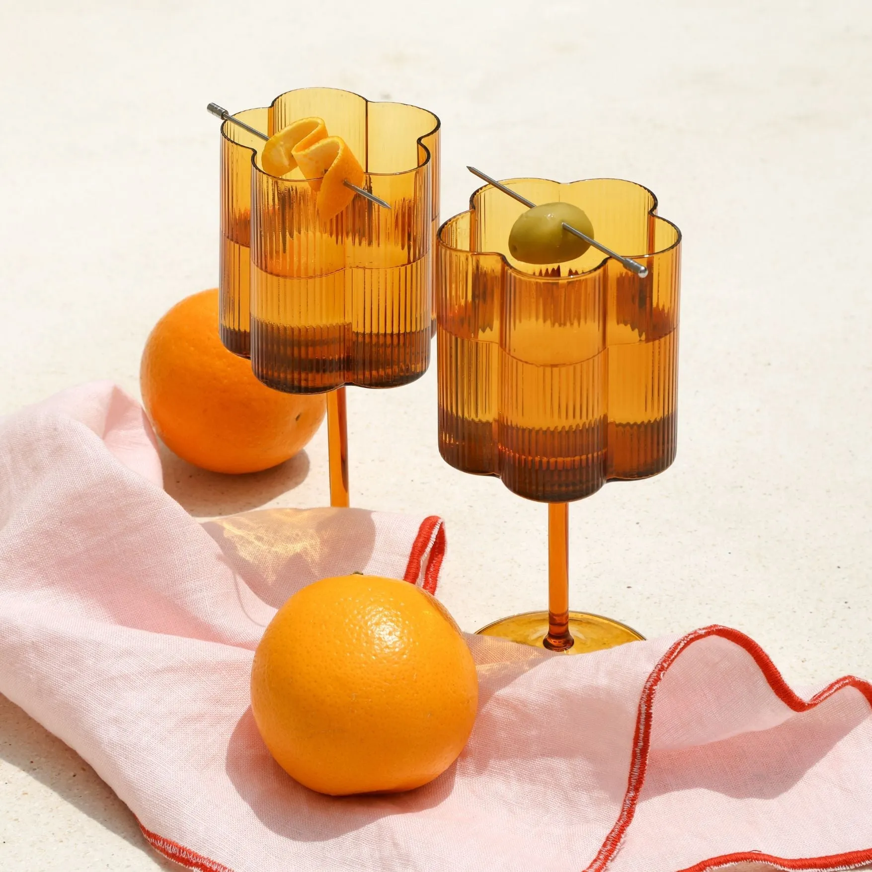 Bloom Wine Glass Set Of Two - Marigold ISAL LABEL