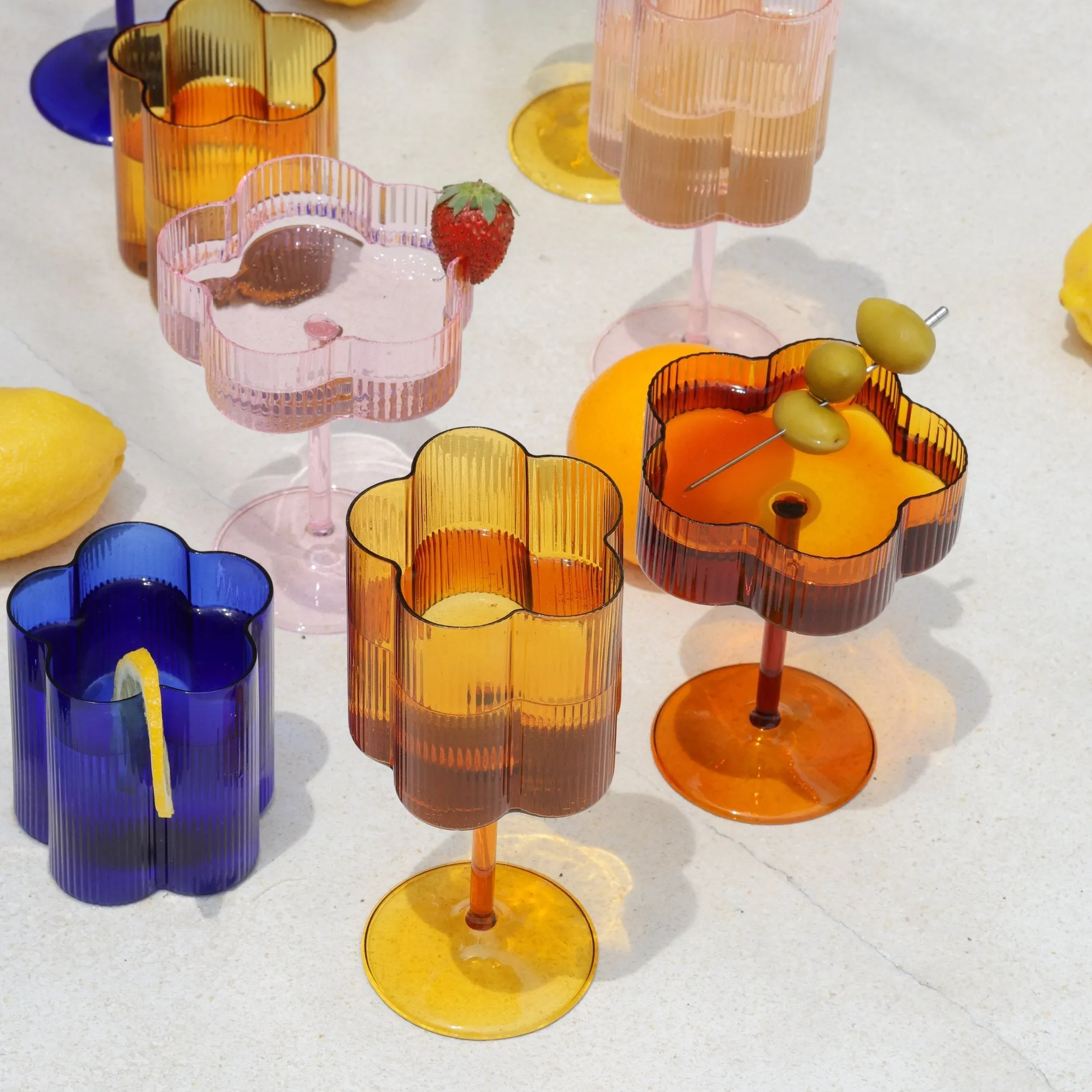 Bloom Wine Glass Set Of Two - Marigold ISAL LABEL
