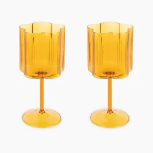 Bloom Wine Glass Set Of Two - Marigold ISAL LABEL