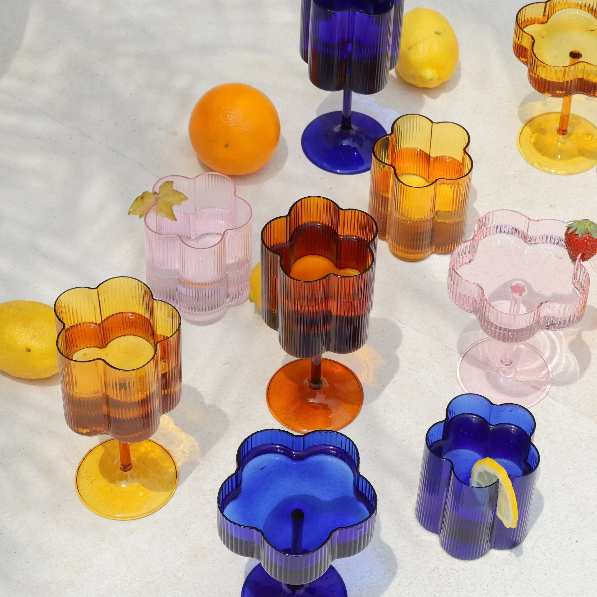 Bloom Wine Glass Set Of Two - Marigold ISAL LABEL