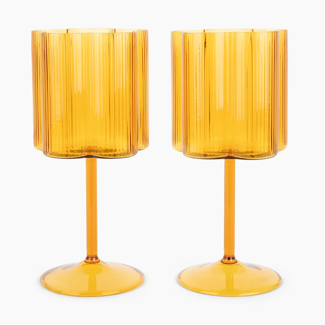 Bloom Wine Glass Set Of Two - Marigold ISAL LABEL