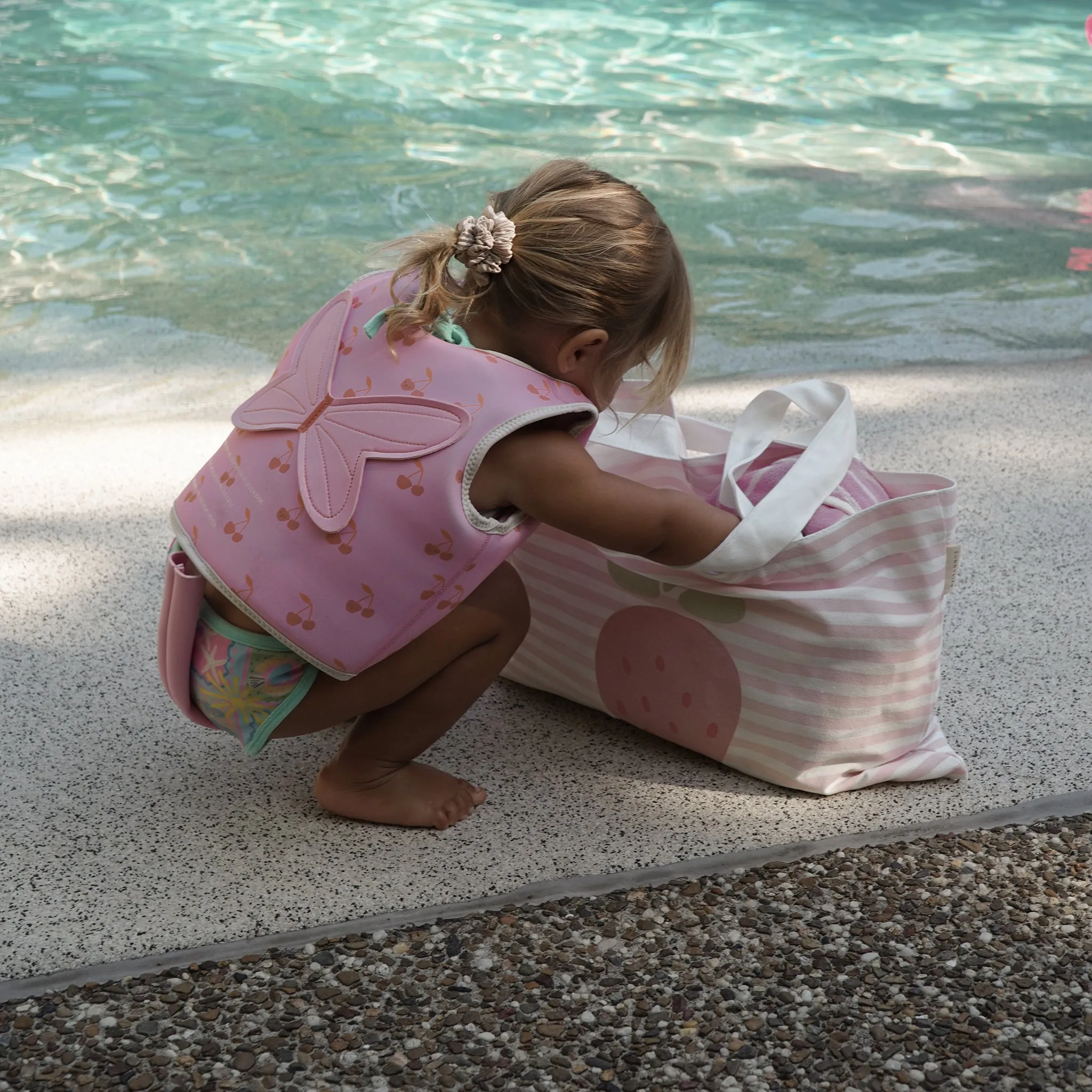 Canvas Beach Bag | Strawberry Sunshine Pink Stripe Sunnylife