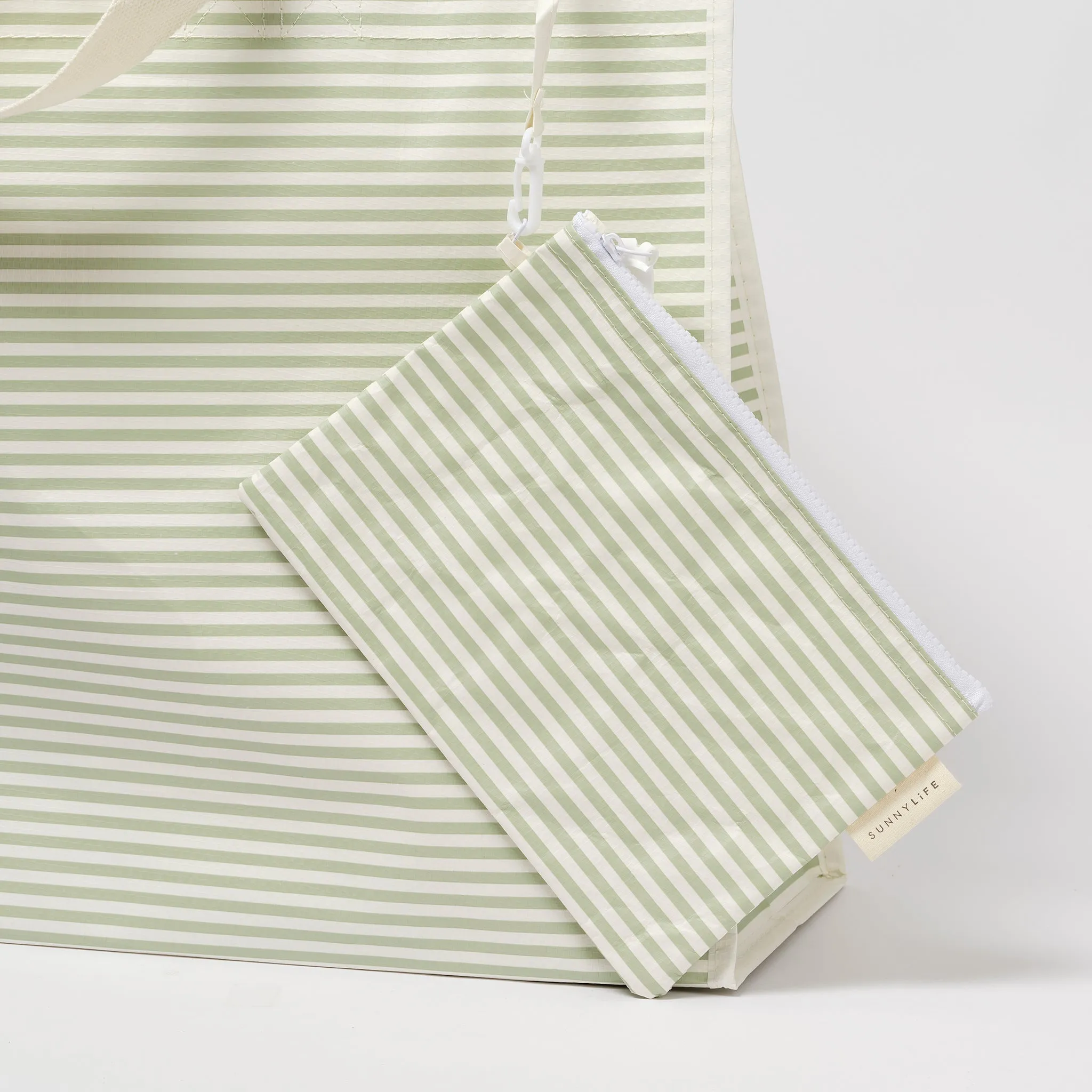 Carryall Beach Bag | La Palma Sage Stripe Sunnylife
