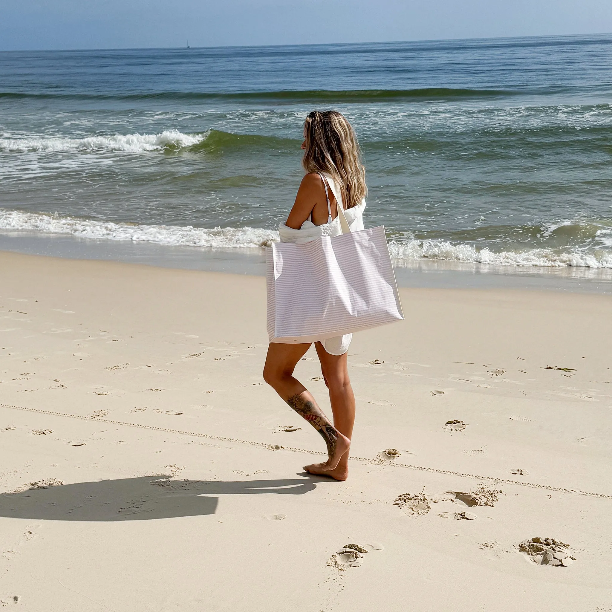 Carryall Beach Bag | Lazy Days Pink Stripe Sunnylife