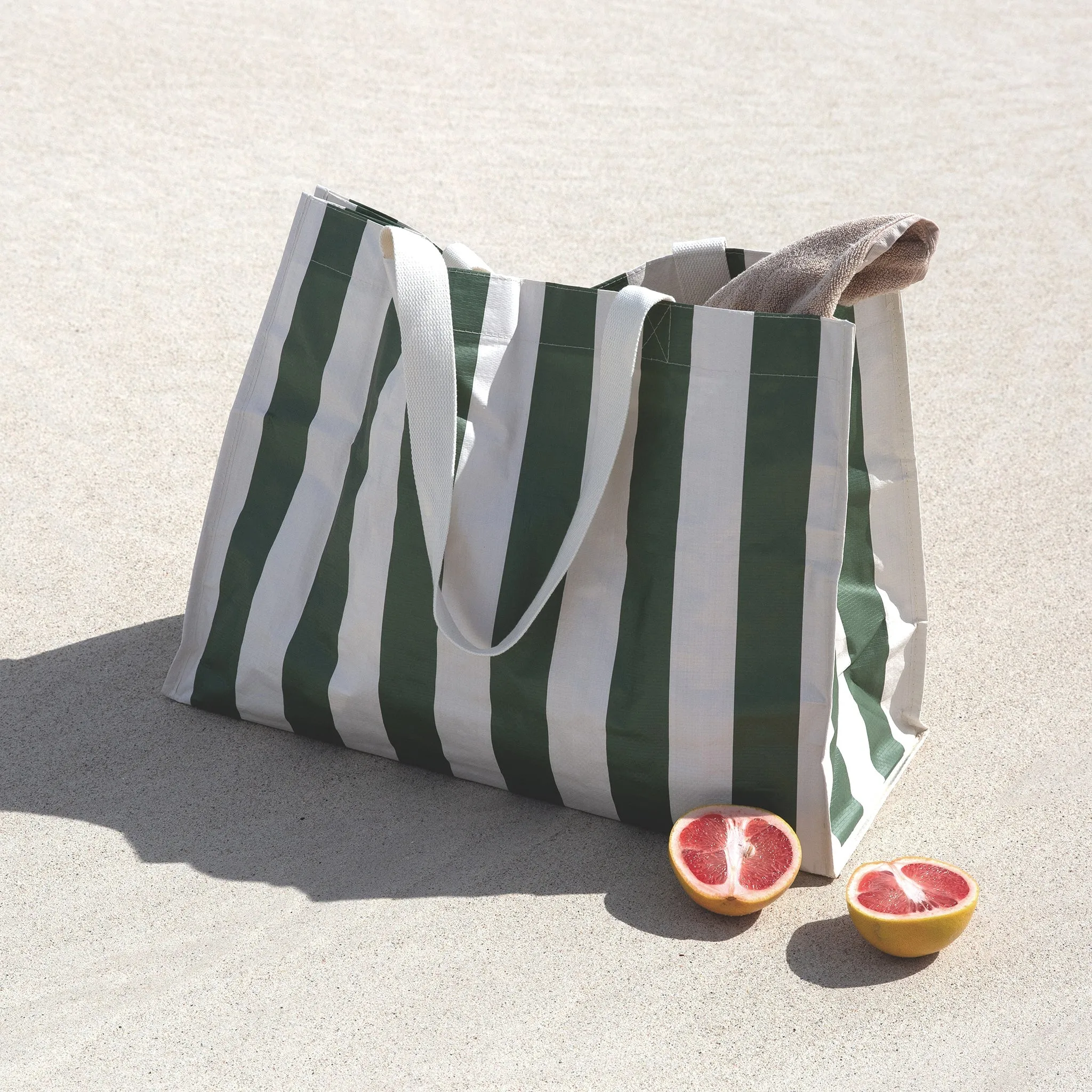 Carryall Beach Bag | The Vacay Olive Stripe Sunnylife