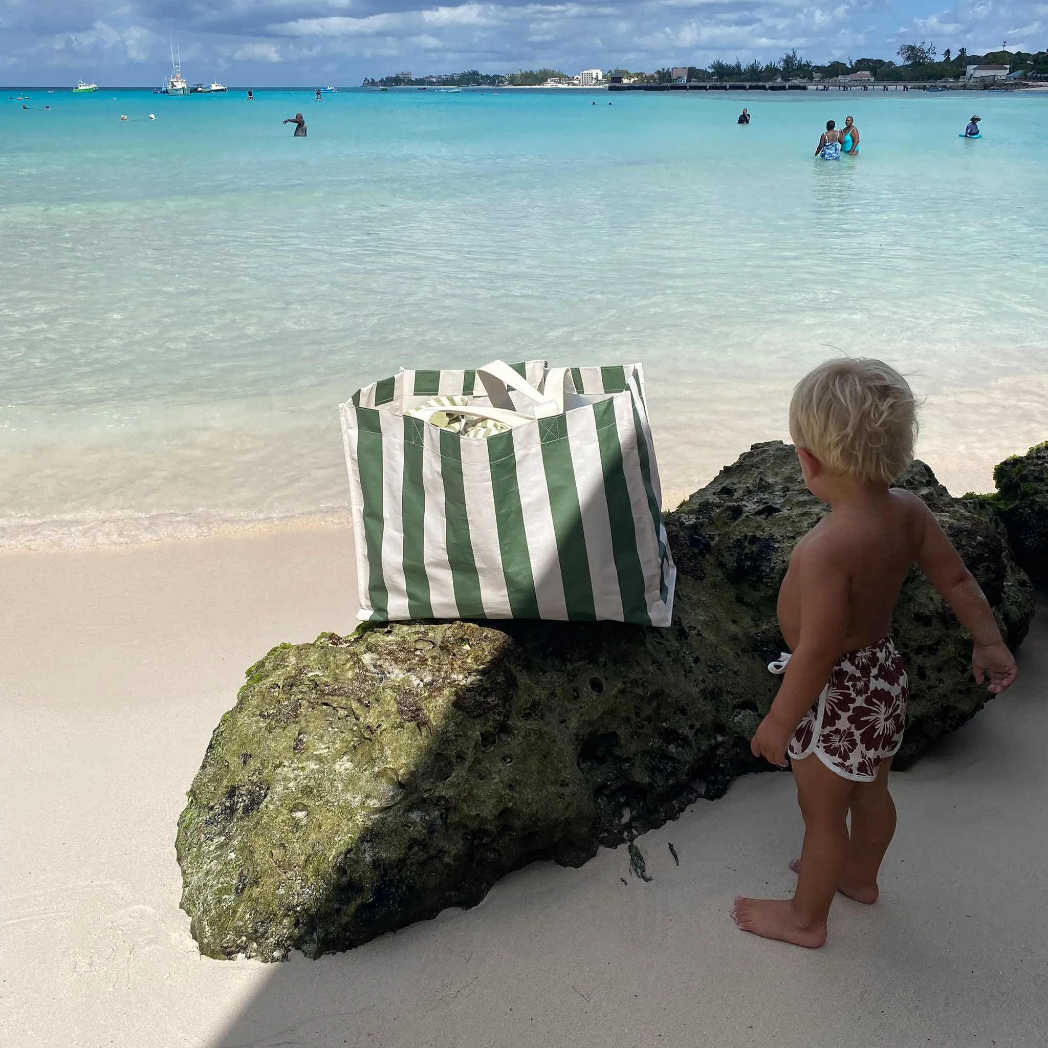 Carryall Beach Bag | The Vacay Olive Stripe Sunnylife