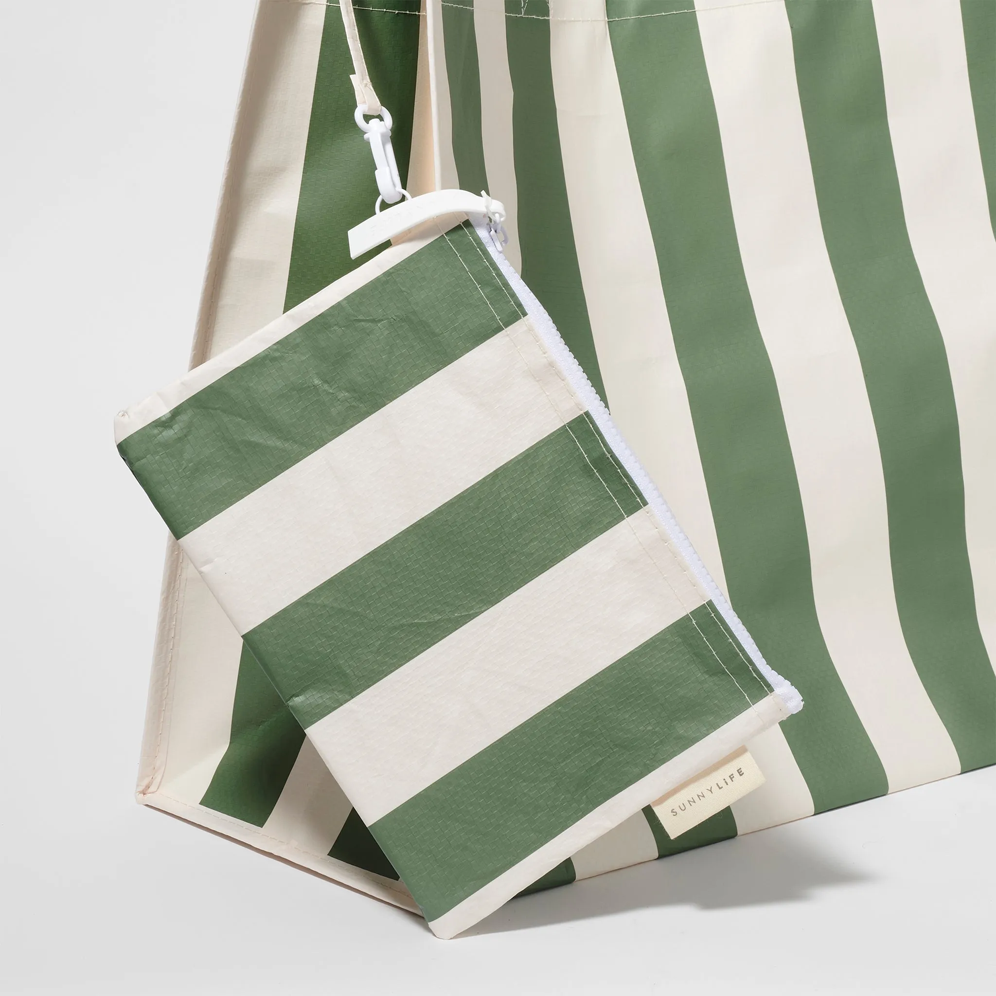 Carryall Beach Bag | The Vacay Olive Stripe Sunnylife