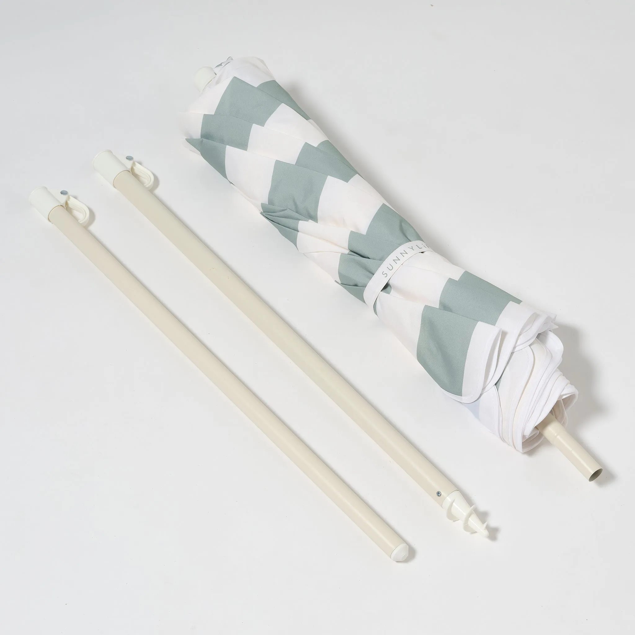 Compact Beach Umbrella | La Palma Sage Stripe Sunnylife