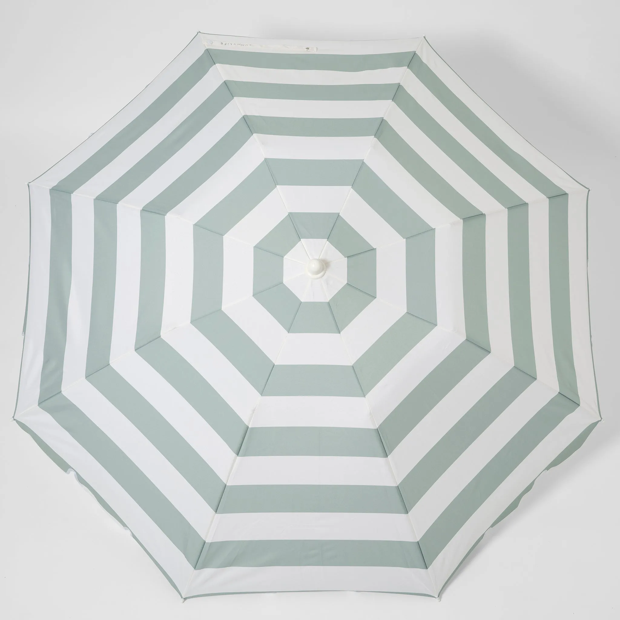Compact Beach Umbrella | La Palma Sage Stripe Sunnylife