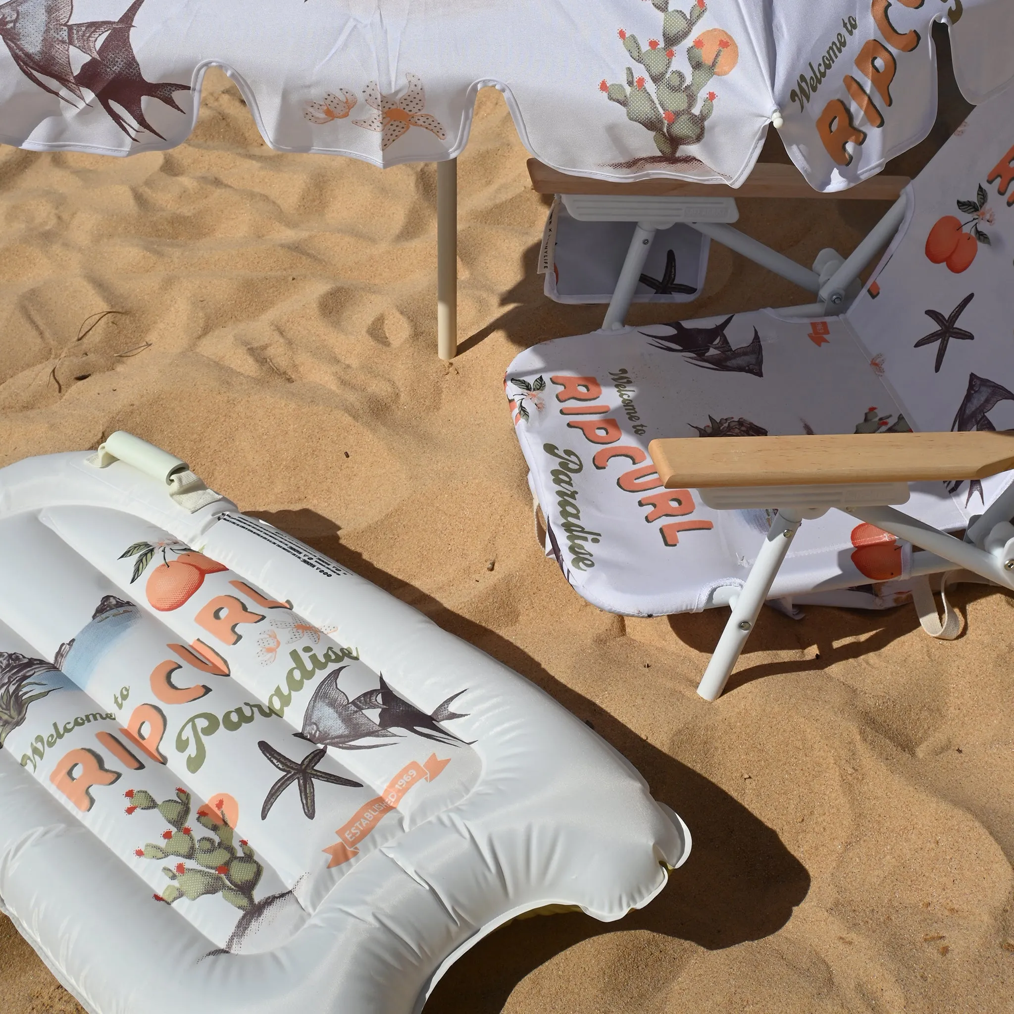 Compact Beach Umbrella | Welcome to Paradise Chalk Sunnylife