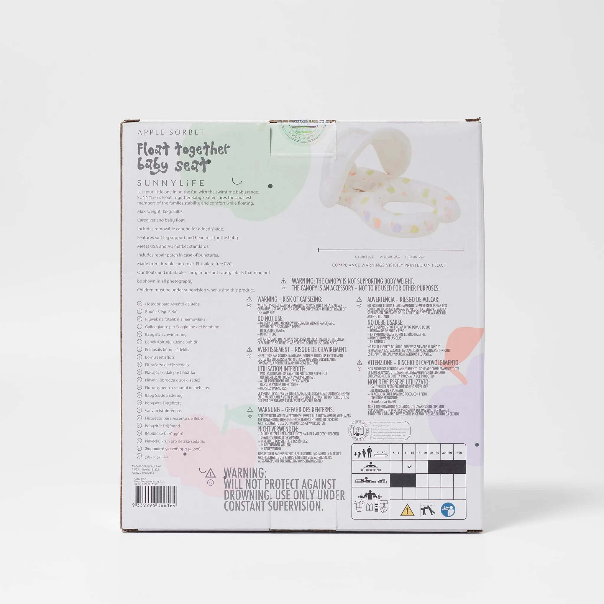 Float Together Baby Seat | Apple Sorbet Multi Sunnylife