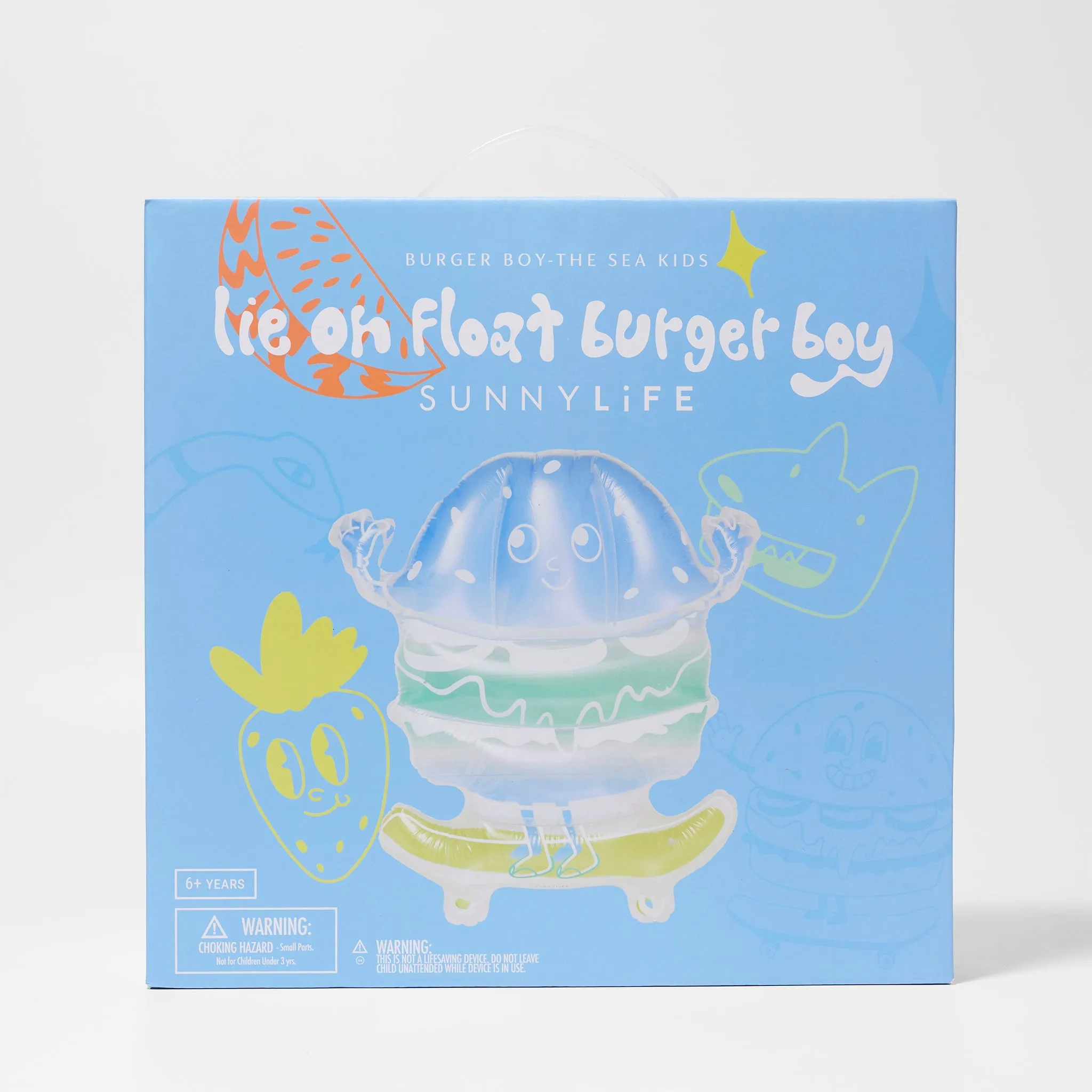 Kids Lie-On Float Burger Boy | The Sea Kids Blue-Lime Sunnylife