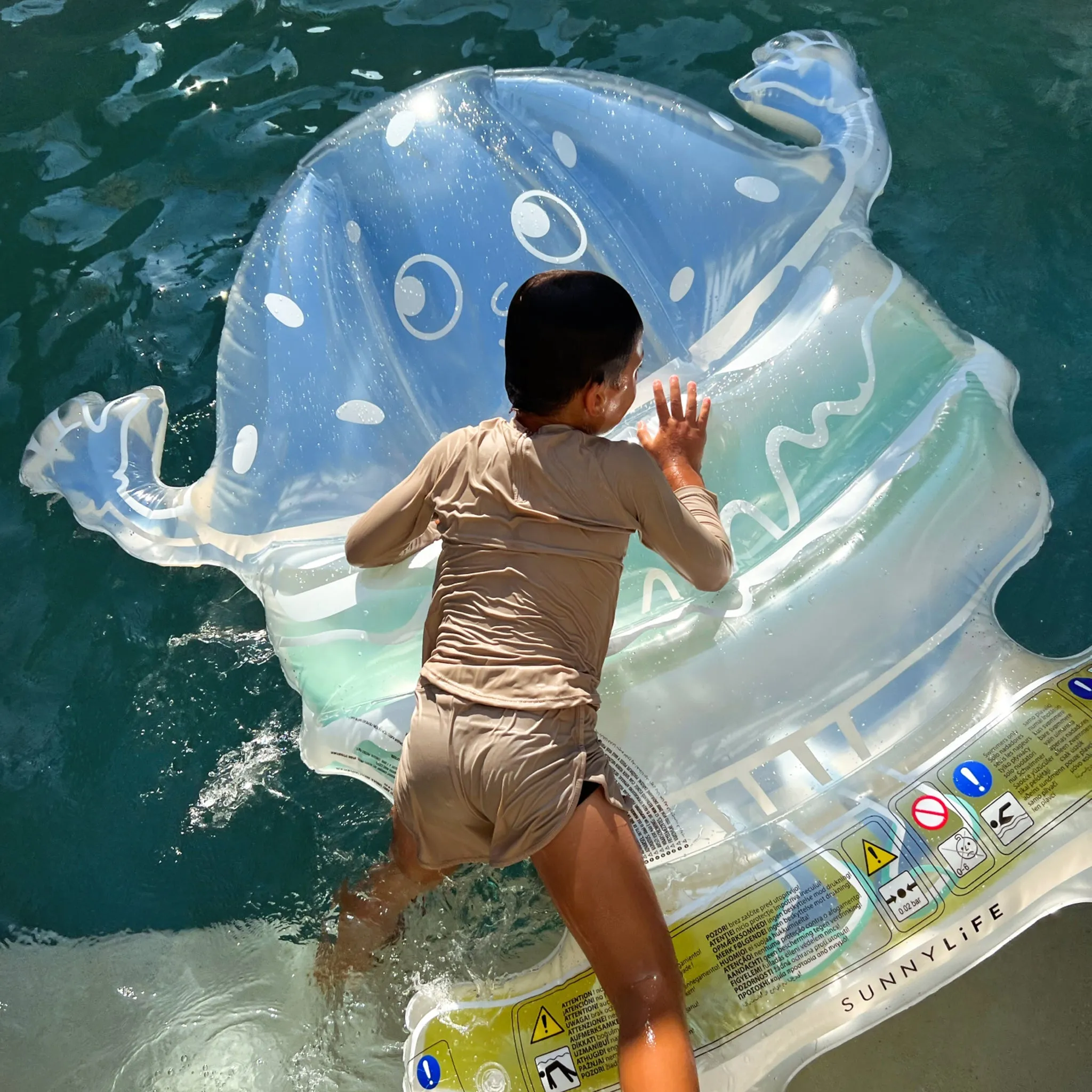 Kids Lie-On Float Burger Boy | The Sea Kids Blue-Lime Sunnylife