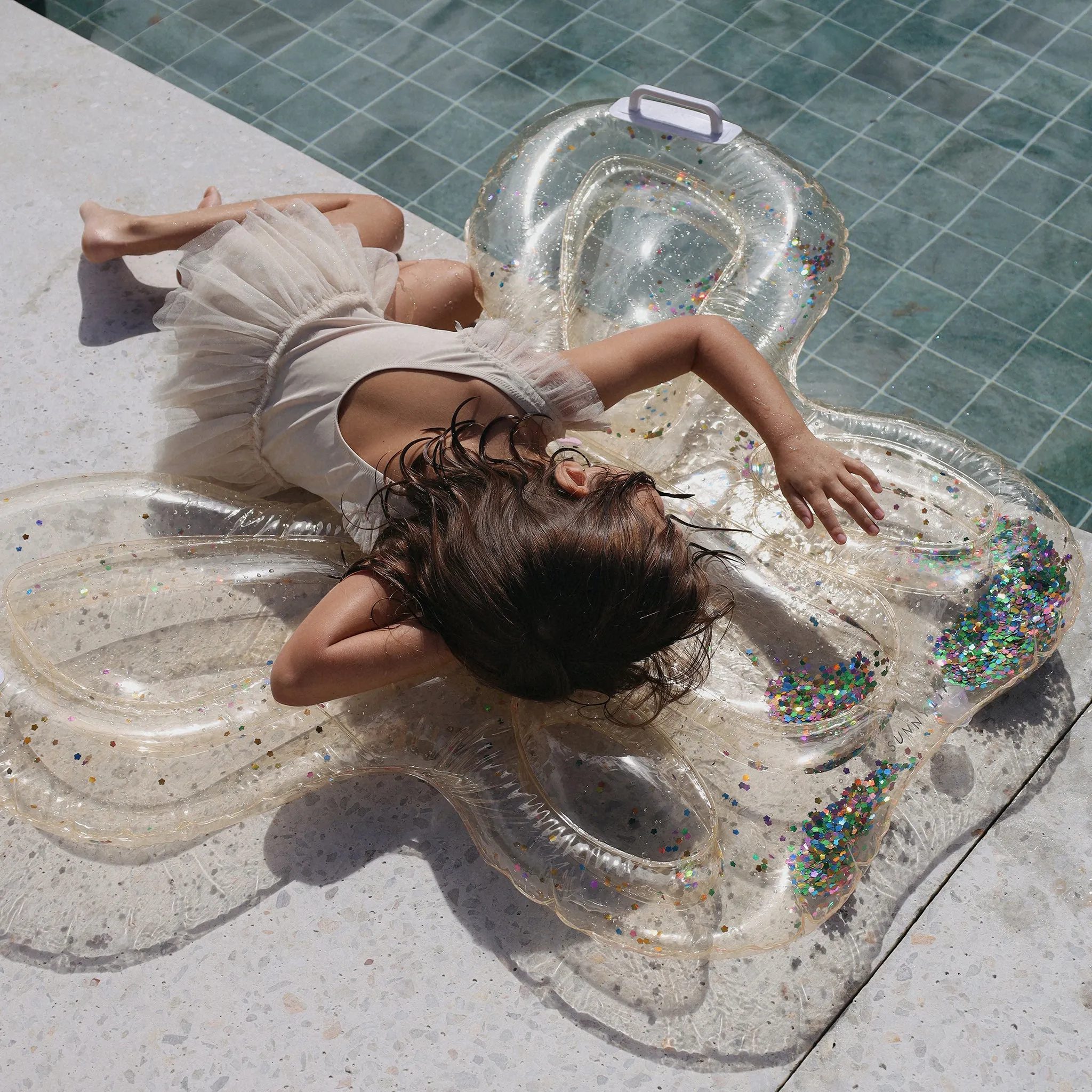 Kids Lie-On Float | Butterfly Cotton Candy Glitter Sunnylife