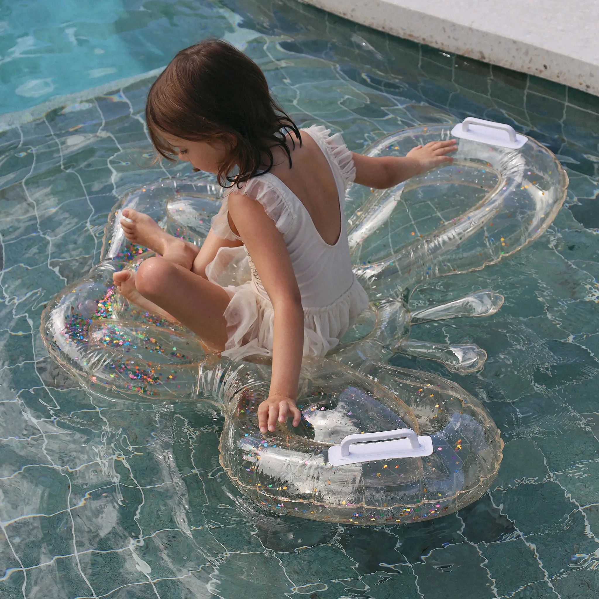 Kids Lie-On Float | Butterfly Cotton Candy Glitter Sunnylife