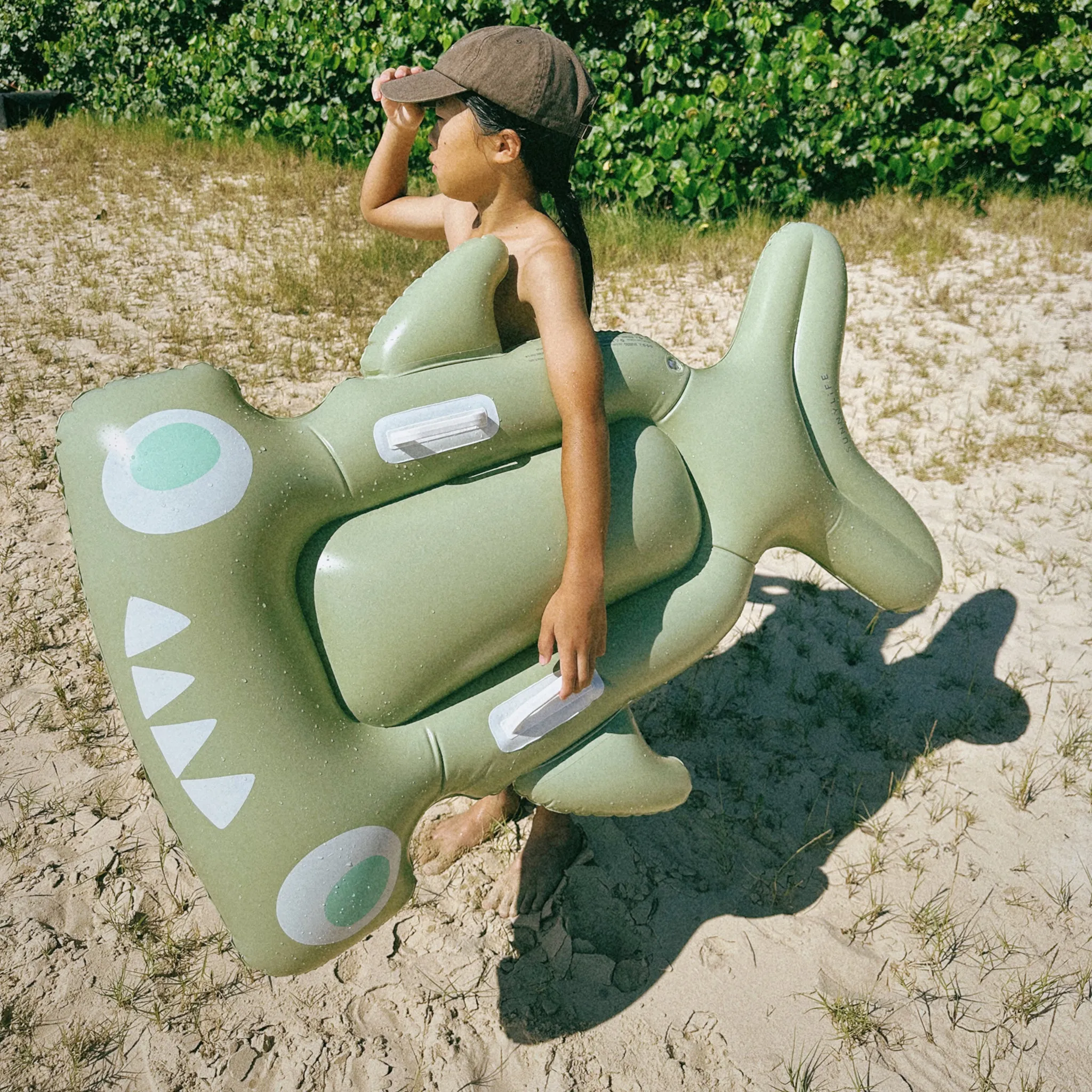 Kids Lie-On Float | Salty the Shark Khaki Sunnylife