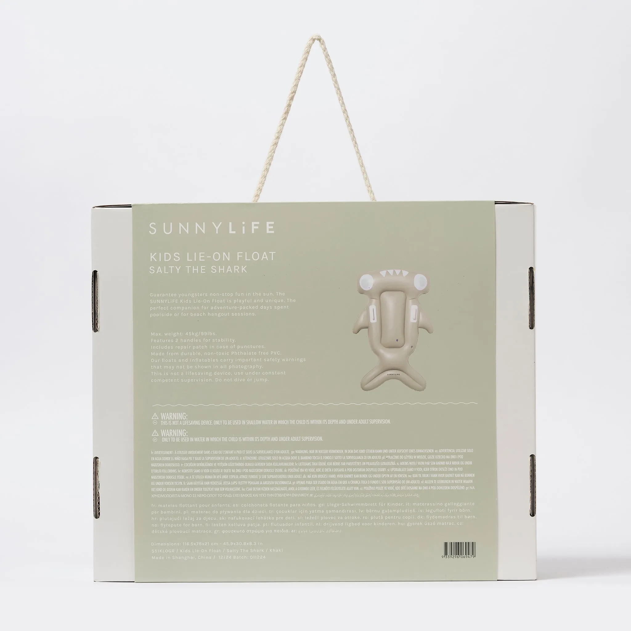 Kids Lie-On Float | Salty the Shark Khaki Sunnylife