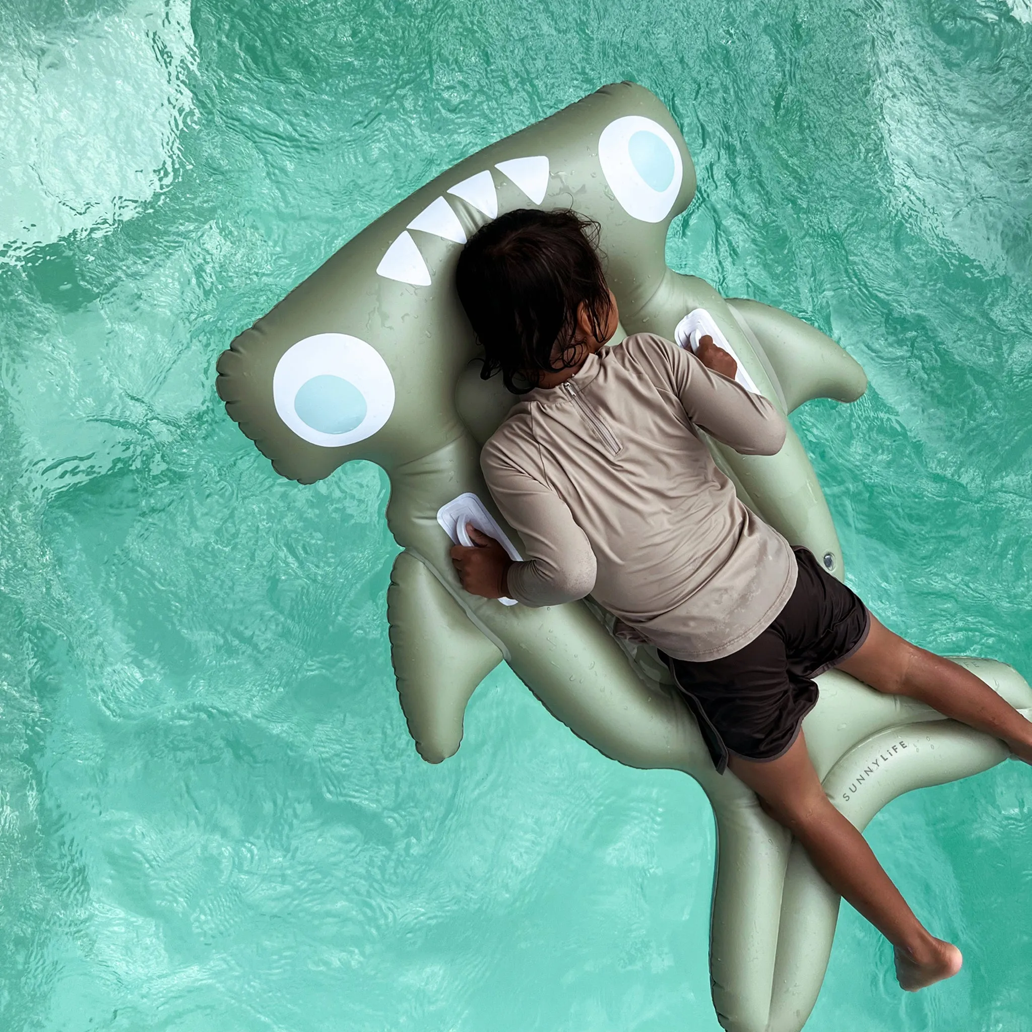 Kids Lie-On Float | Salty the Shark Khaki Sunnylife