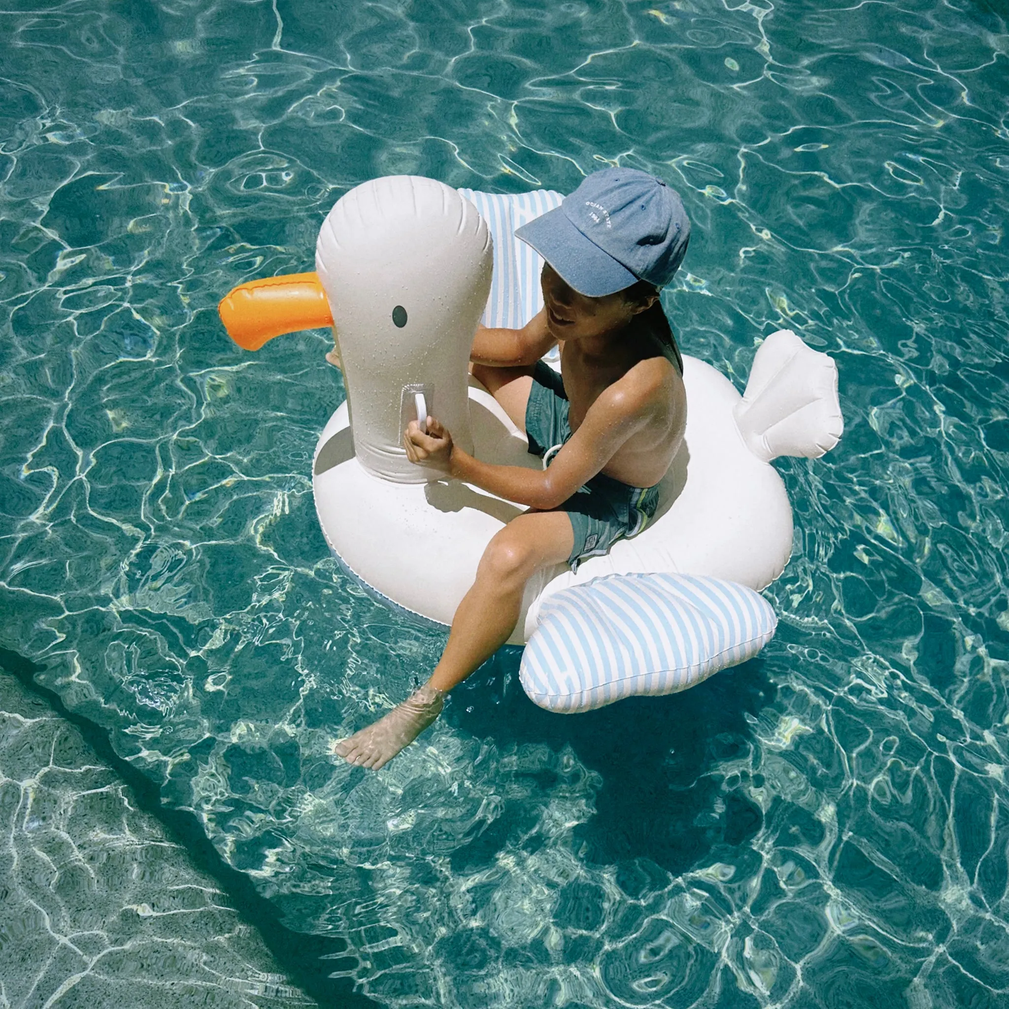 Kids Ride-On Float | Sammy the Seagull Blue Stripe Sunnylife