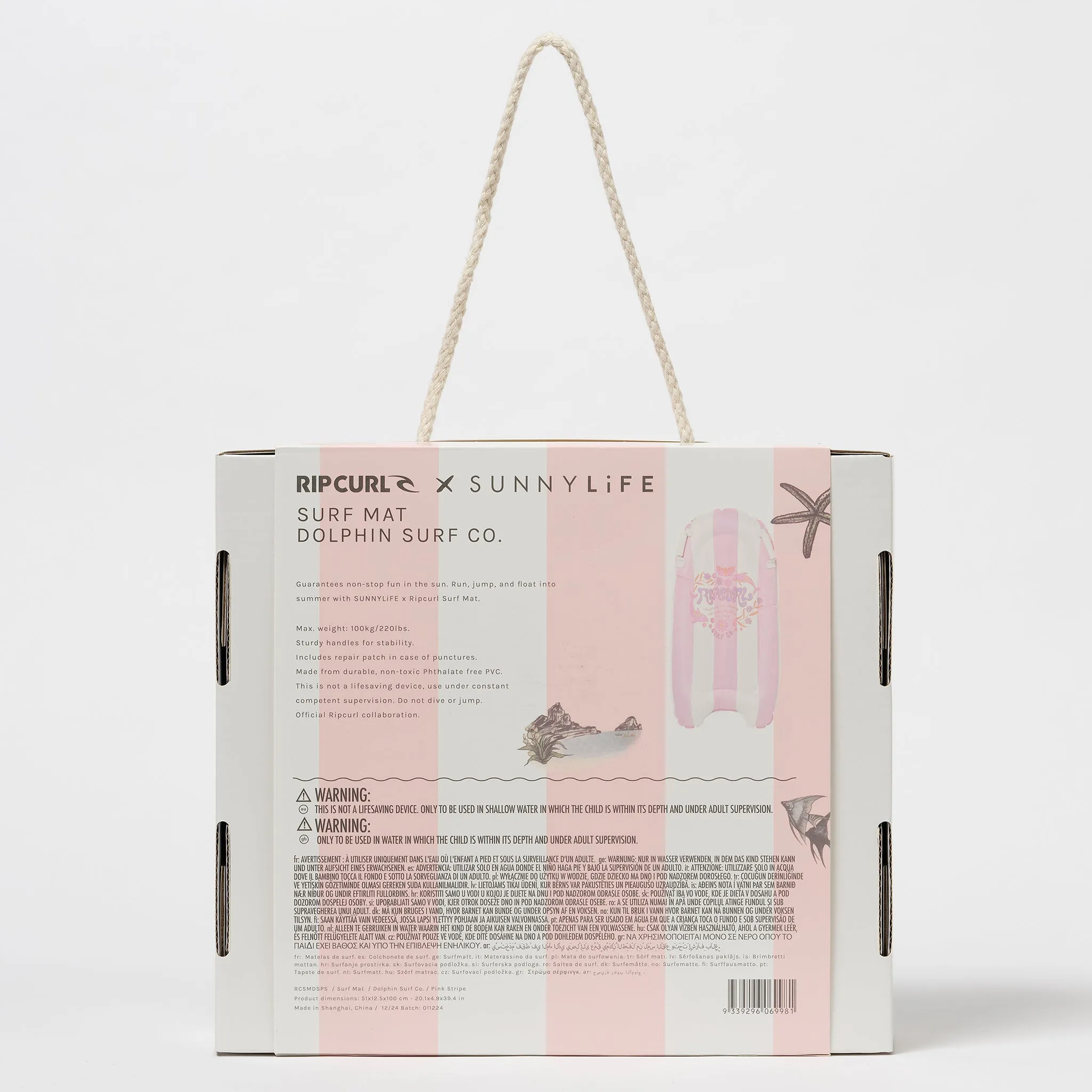 Kids Surf Mat | Dolphin Surf Co Pink Stripe Sunnylife
