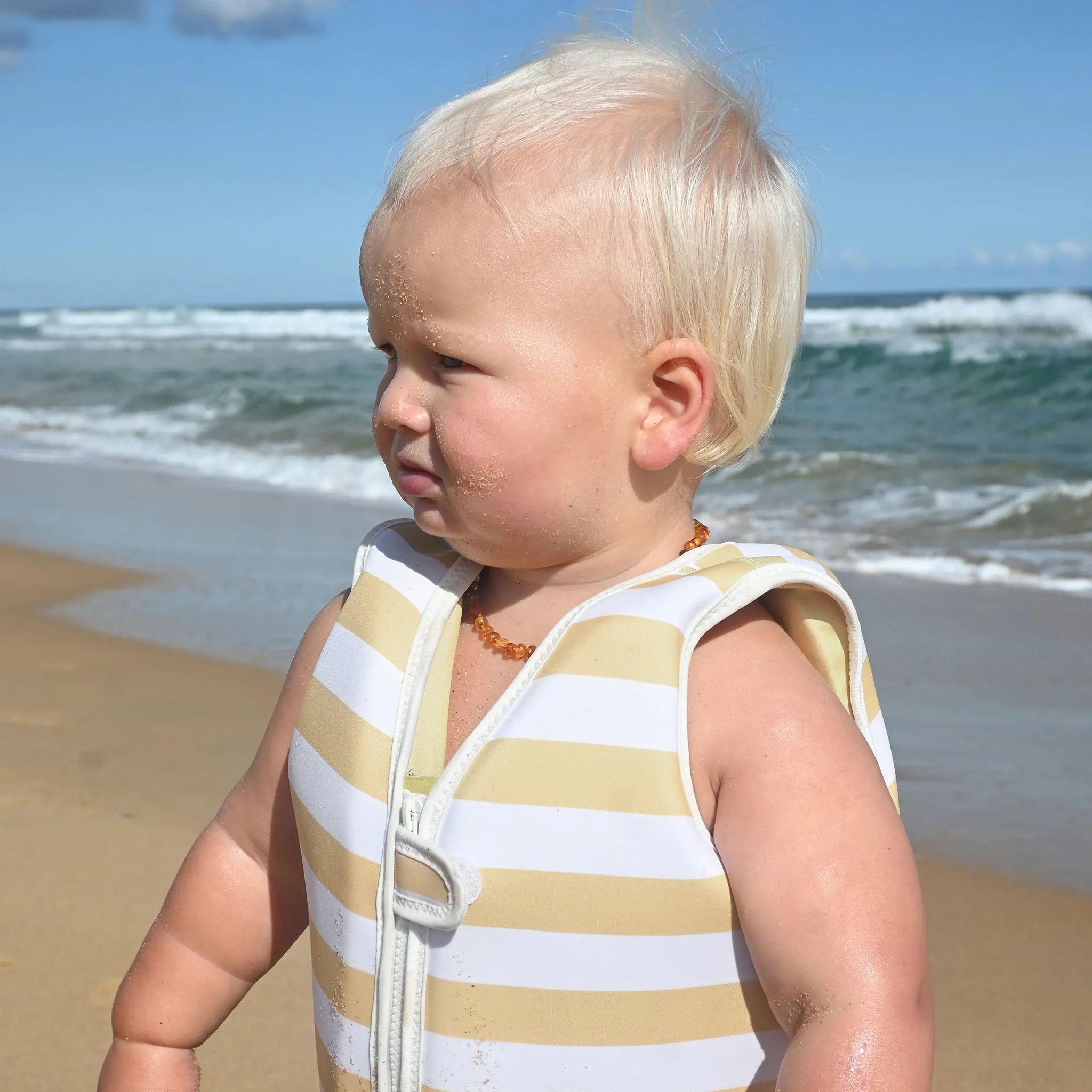 Kids Swim Vest 1-2 | Sammy the Seagull Mustard Stripe Sunnylife
