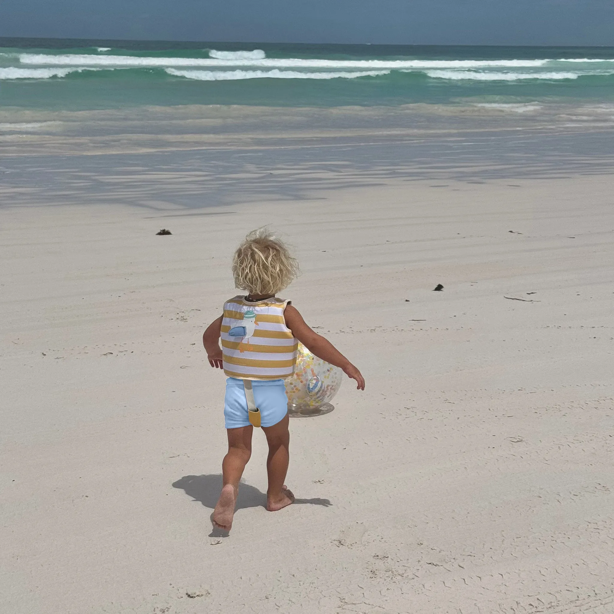Kids Swim Vest 1-2 | Sammy the Seagull Mustard Stripe Sunnylife