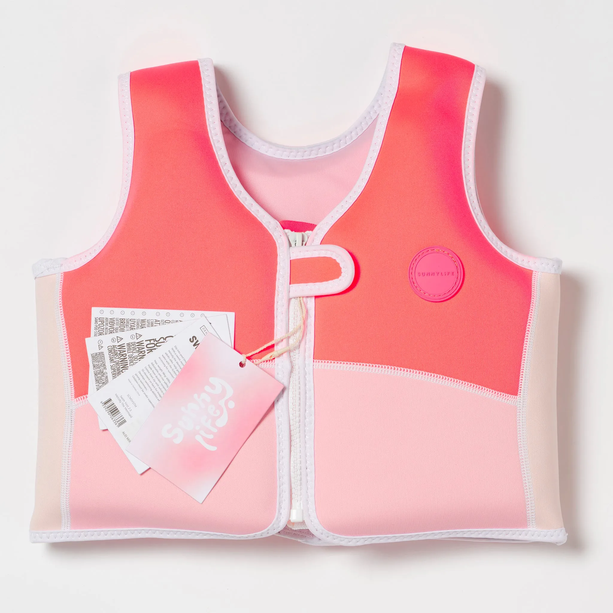 Kids Swim Vest 2-3 | Melody the Mermaid Neon Strawberry Sunnylife