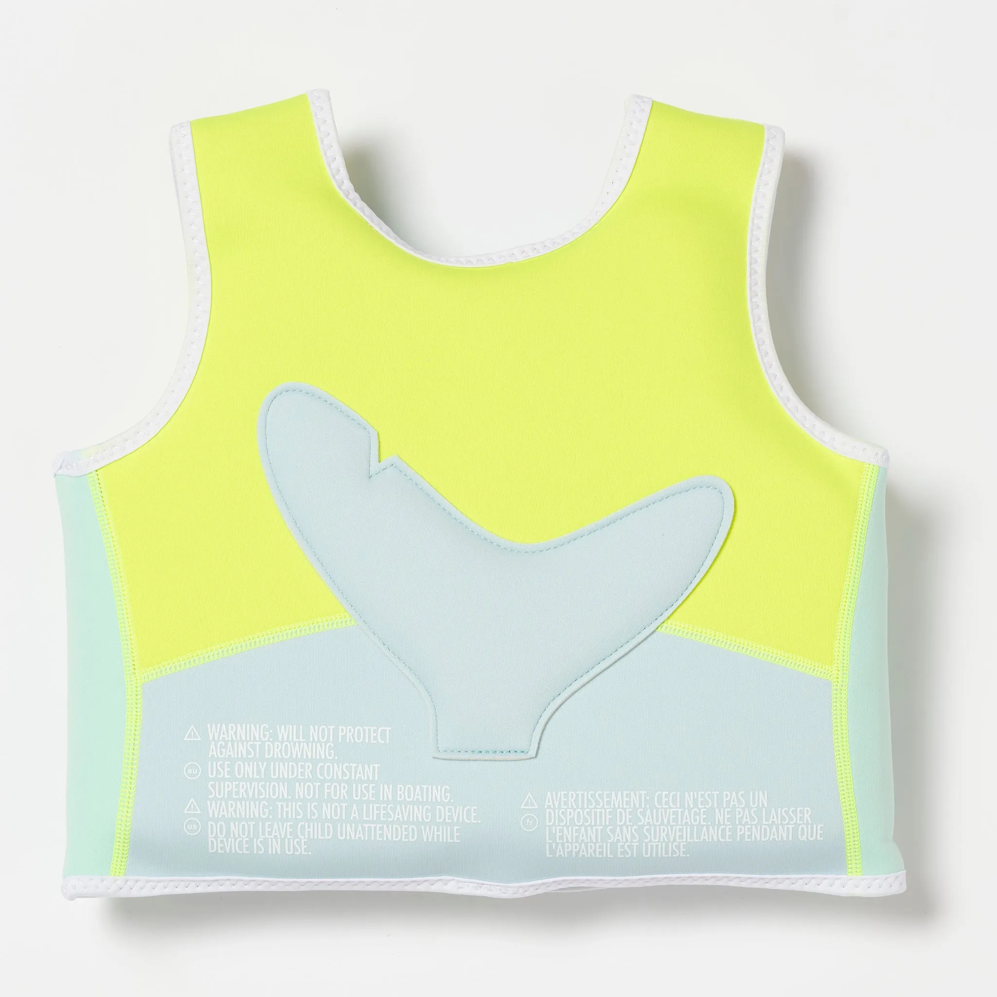 Kids Swim Vest 2-3 | Salty the Shark Aqua Neon Yellow Sunnylife