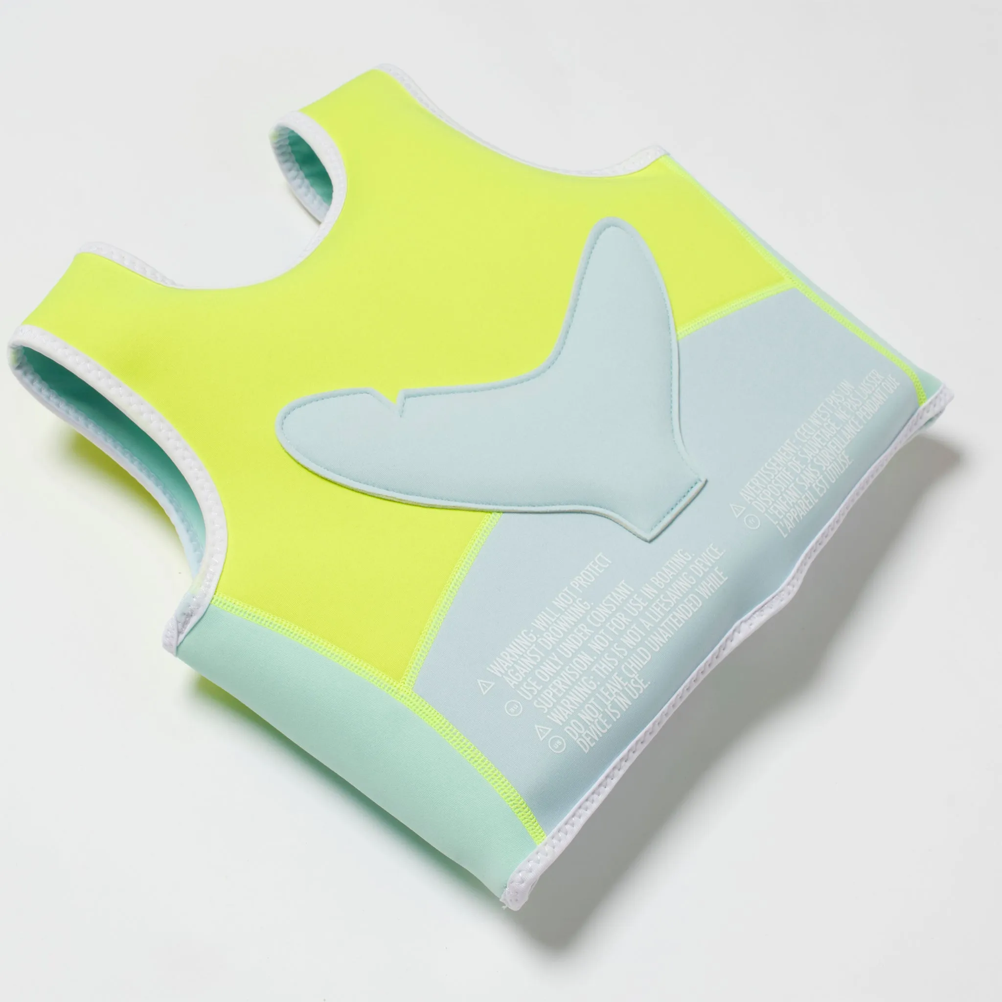 Kids Swim Vest 2-3 | Salty the Shark Aqua Neon Yellow Sunnylife