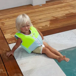 Kids Swim Vest 2-3 | Salty the Shark Aqua Neon Yellow Sunnylife