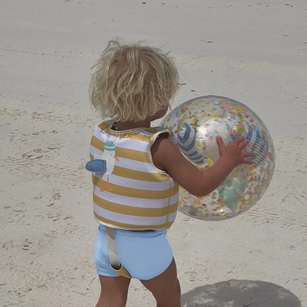 Kids Swim Vest 2-3 | Sammy the Seagull Mustard Stripe Sunnylife