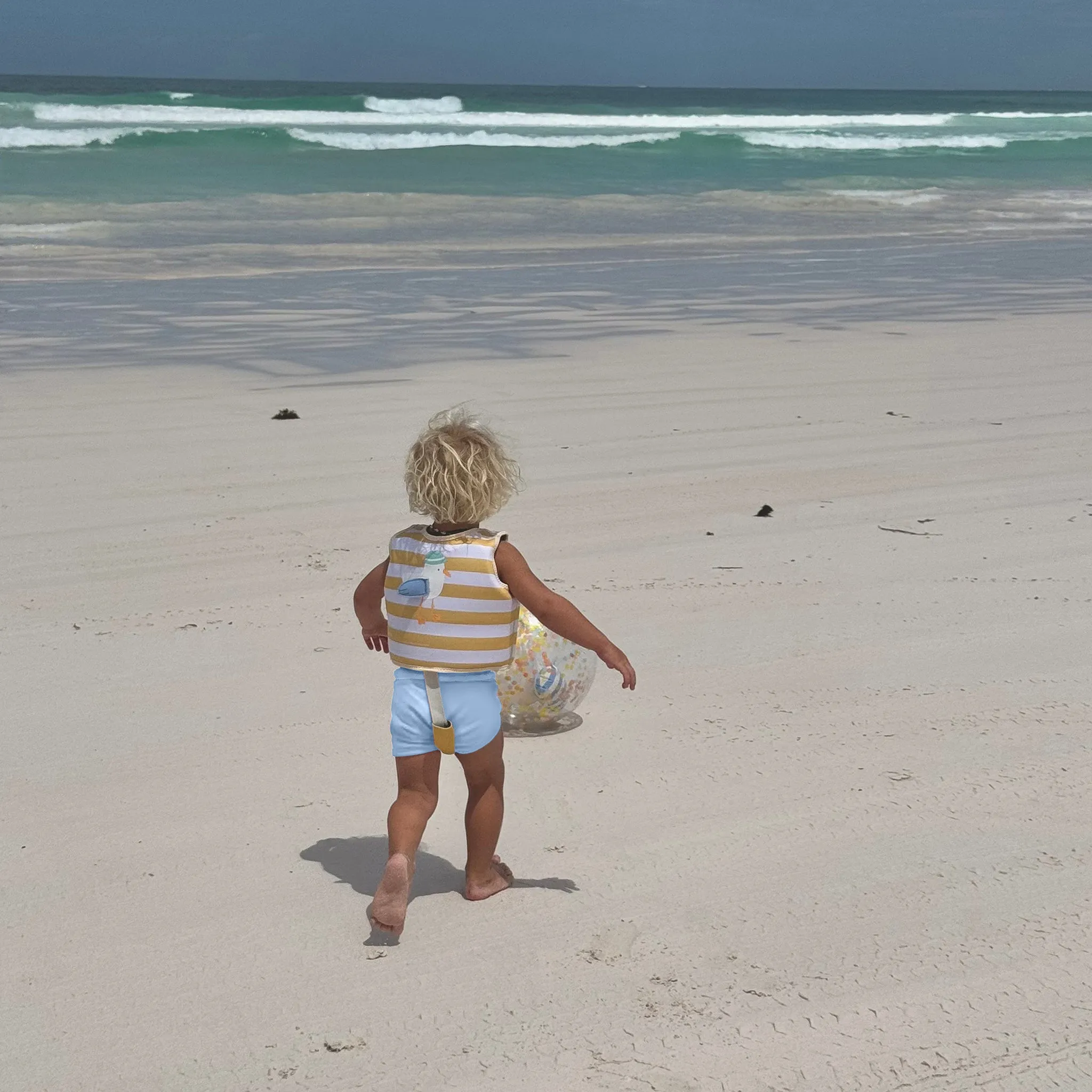 Kids Swim Vest 2-3 | Sammy the Seagull Mustard Stripe Sunnylife