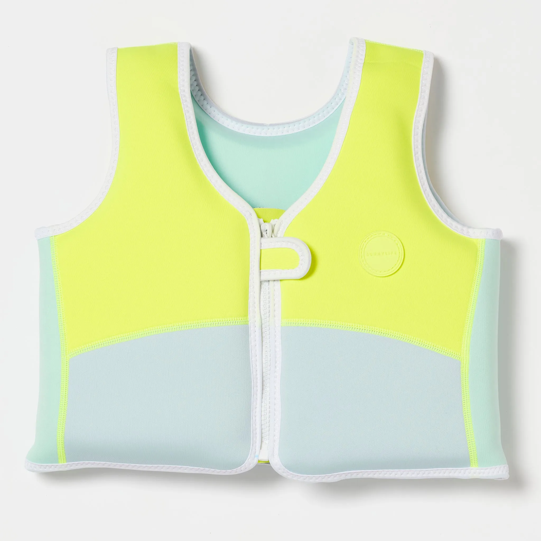 Kids Swim Vest 3-6 | Salty the Shark Aqua Neon Yellow Sunnylife