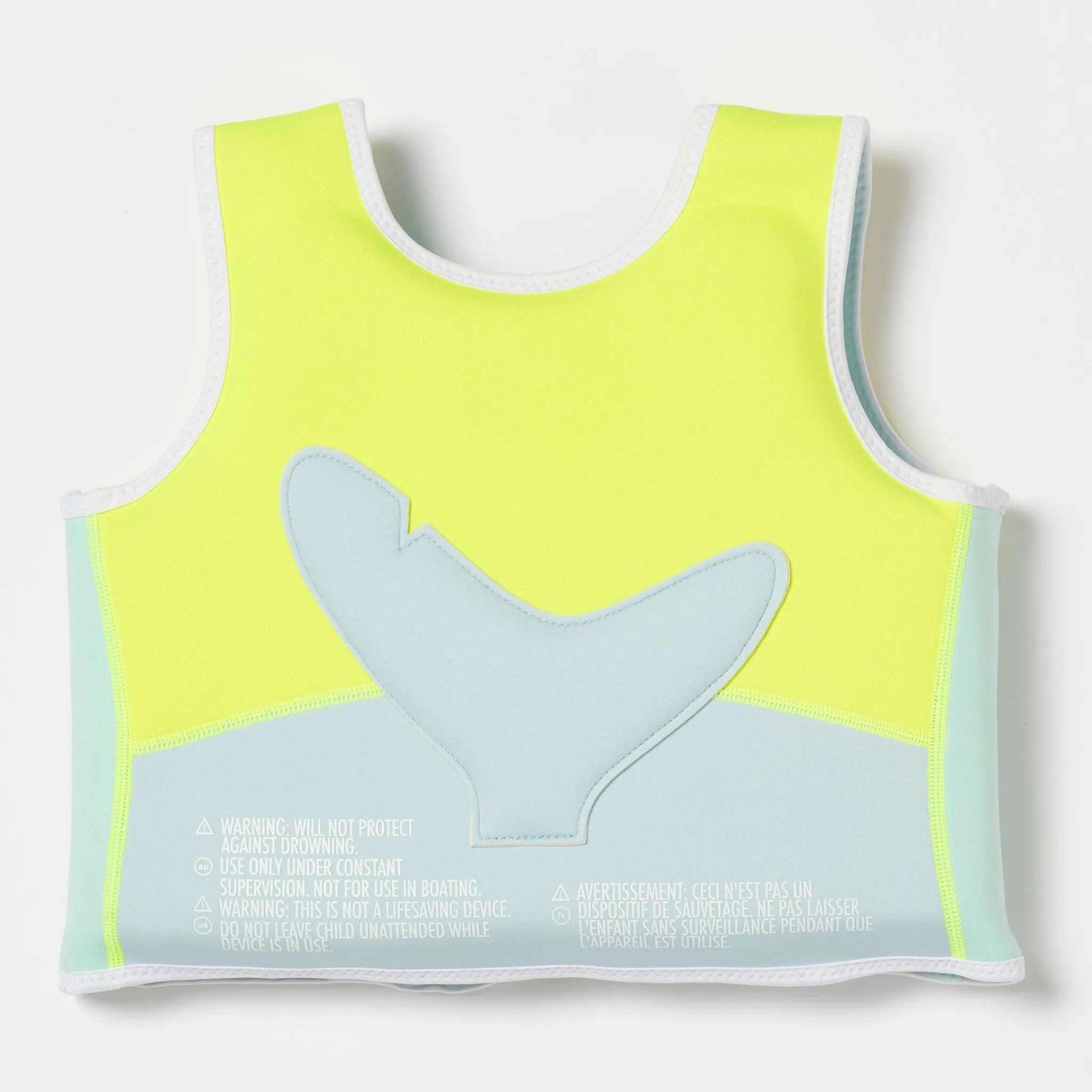 Kids Swim Vest 3-6 | Salty the Shark Aqua Neon Yellow Sunnylife