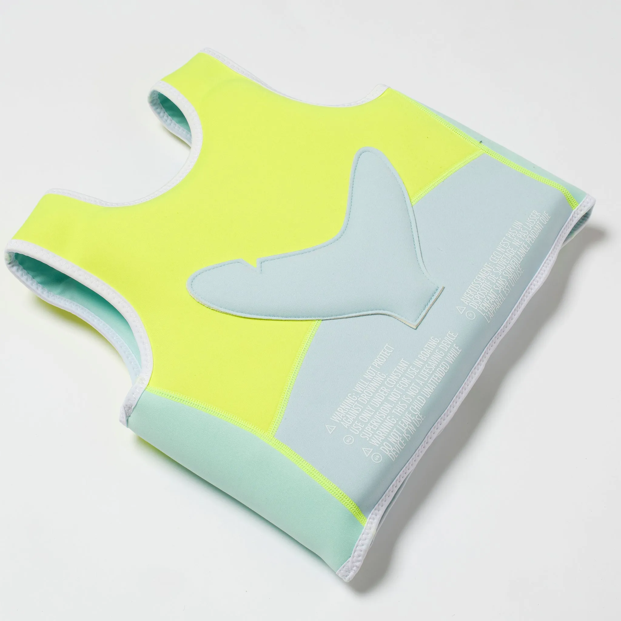 Kids Swim Vest 3-6 | Salty the Shark Aqua Neon Yellow Sunnylife